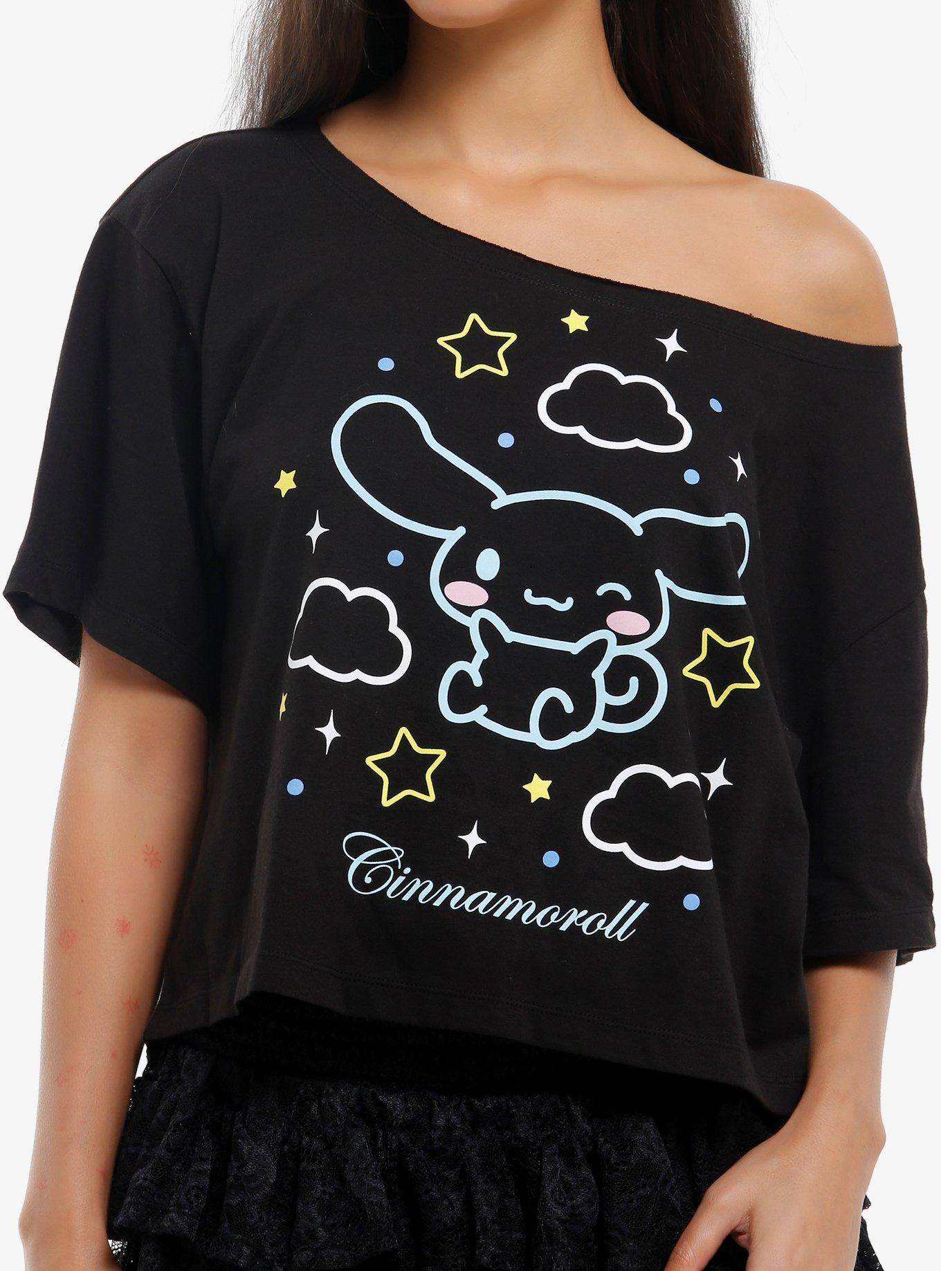 Cinnamoroll Sky Outline Girls Off-Shoulder T-Shirt, , hi-res