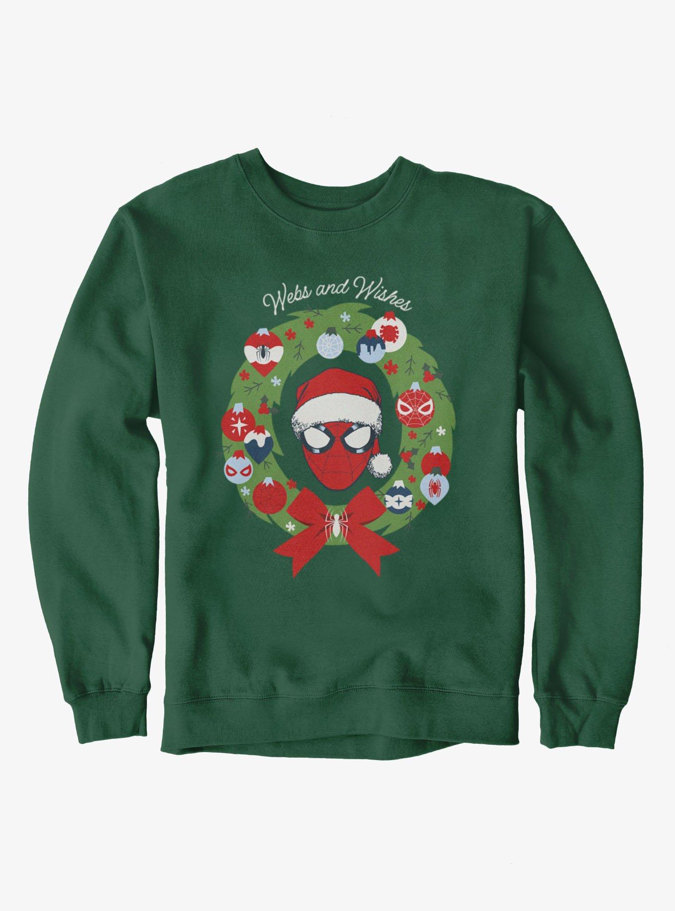 Marvel Spider-Man Merry Webs And Wishes Wreath Sweatshirt, , hi-res