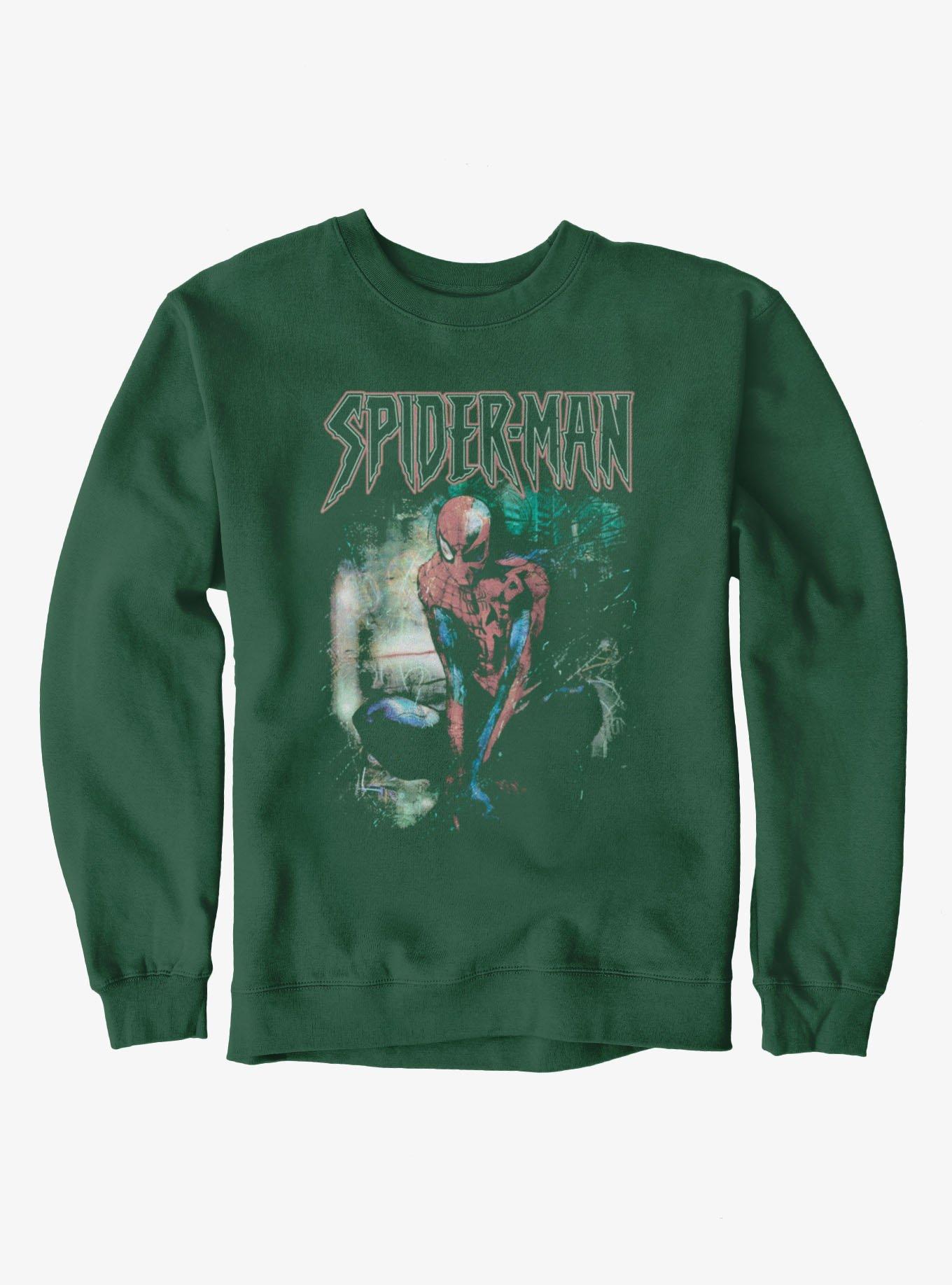 Marvel Spider-Man Vintage Grunge Croutch Sweatshirt, FOREST GREEN, hi-res