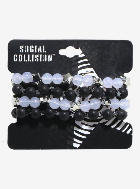 Social Collision Black & White Star Bead Bracelet Set | Hot Topic
