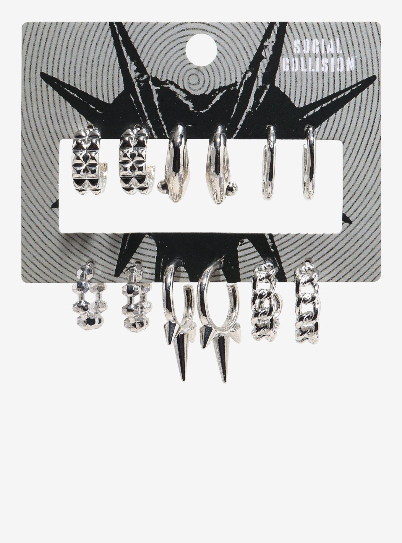 Social Collision Chain Spike Mini Hoop Set, , hi-res