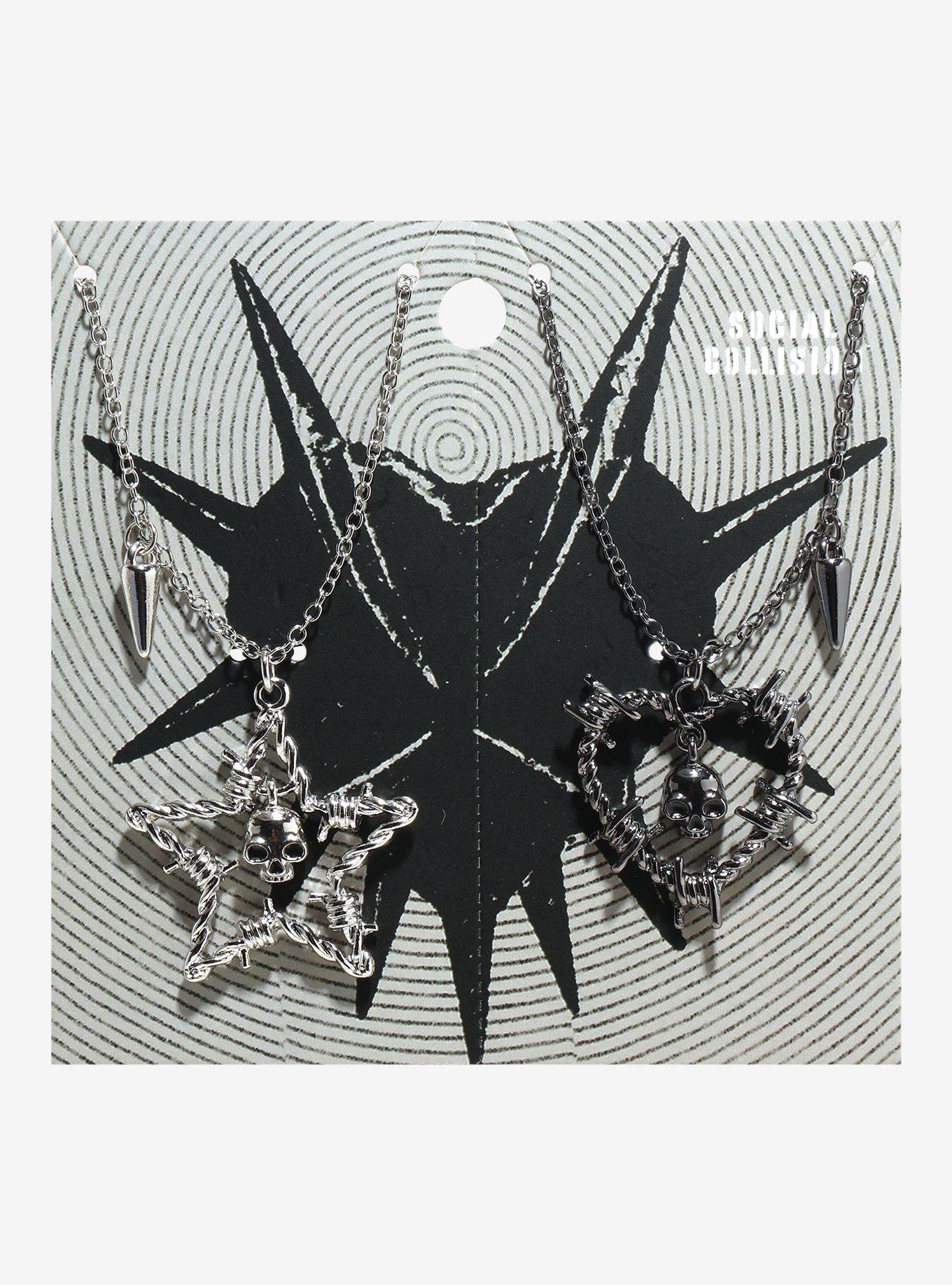 Social Collision Barbed Wire Star Heart Best Friend Necklace Set, , hi-res