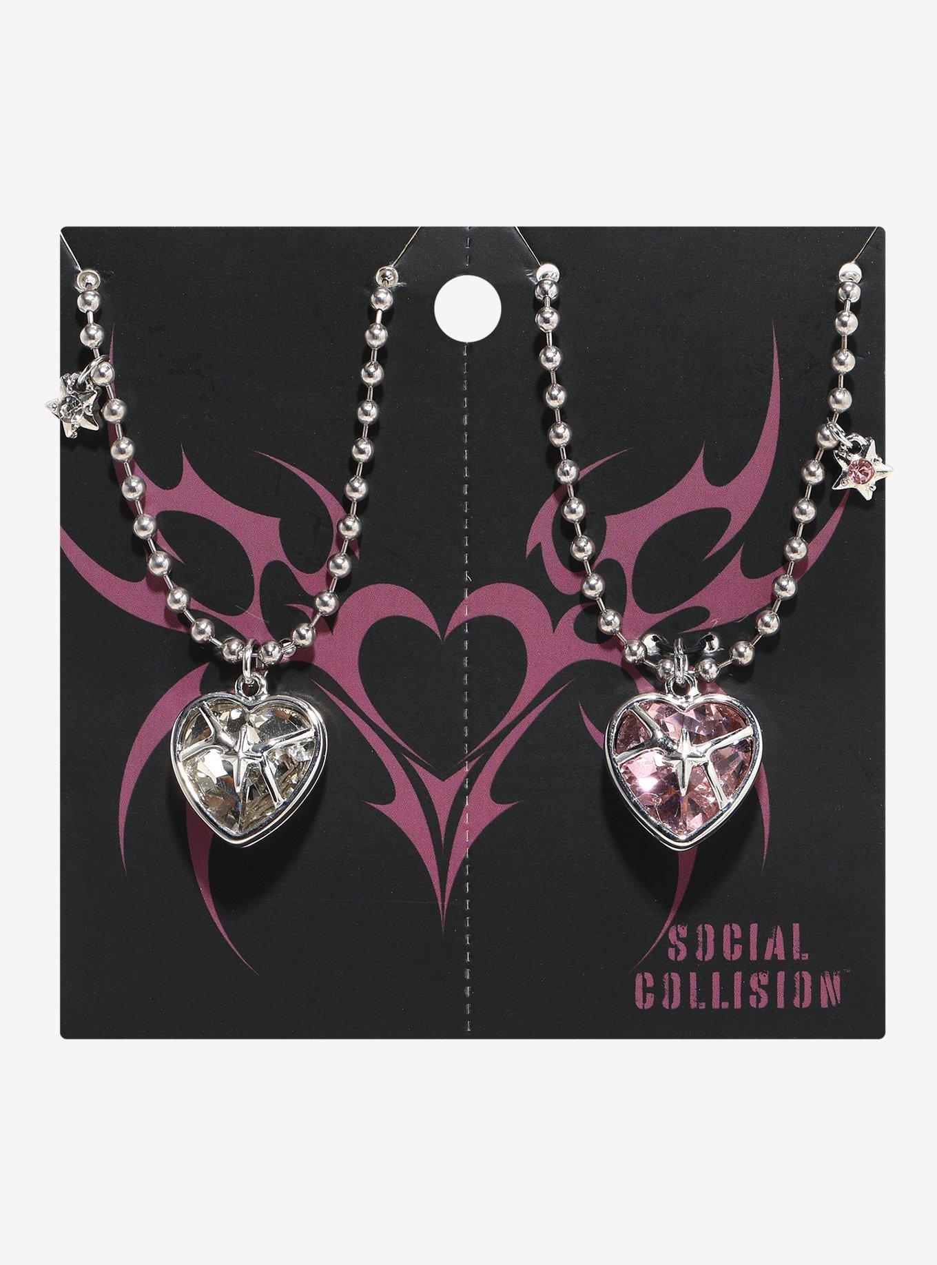 Social Collision Pink Gem Star Best Friend Necklace Set, , hi-res