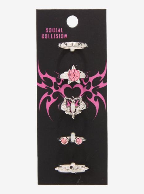 Social Collision Cyber Heart Spike Ring Set | Hot Topic