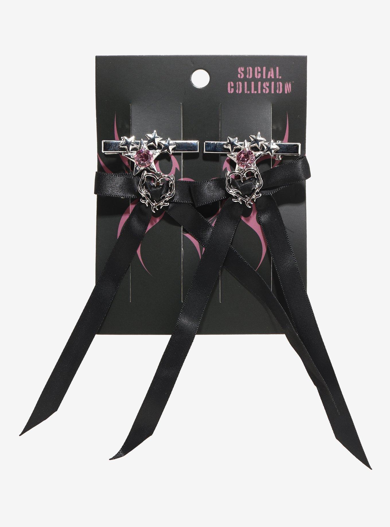 Social Collision Cyber Heart Bow Star Hair Clip Set, , hi-res