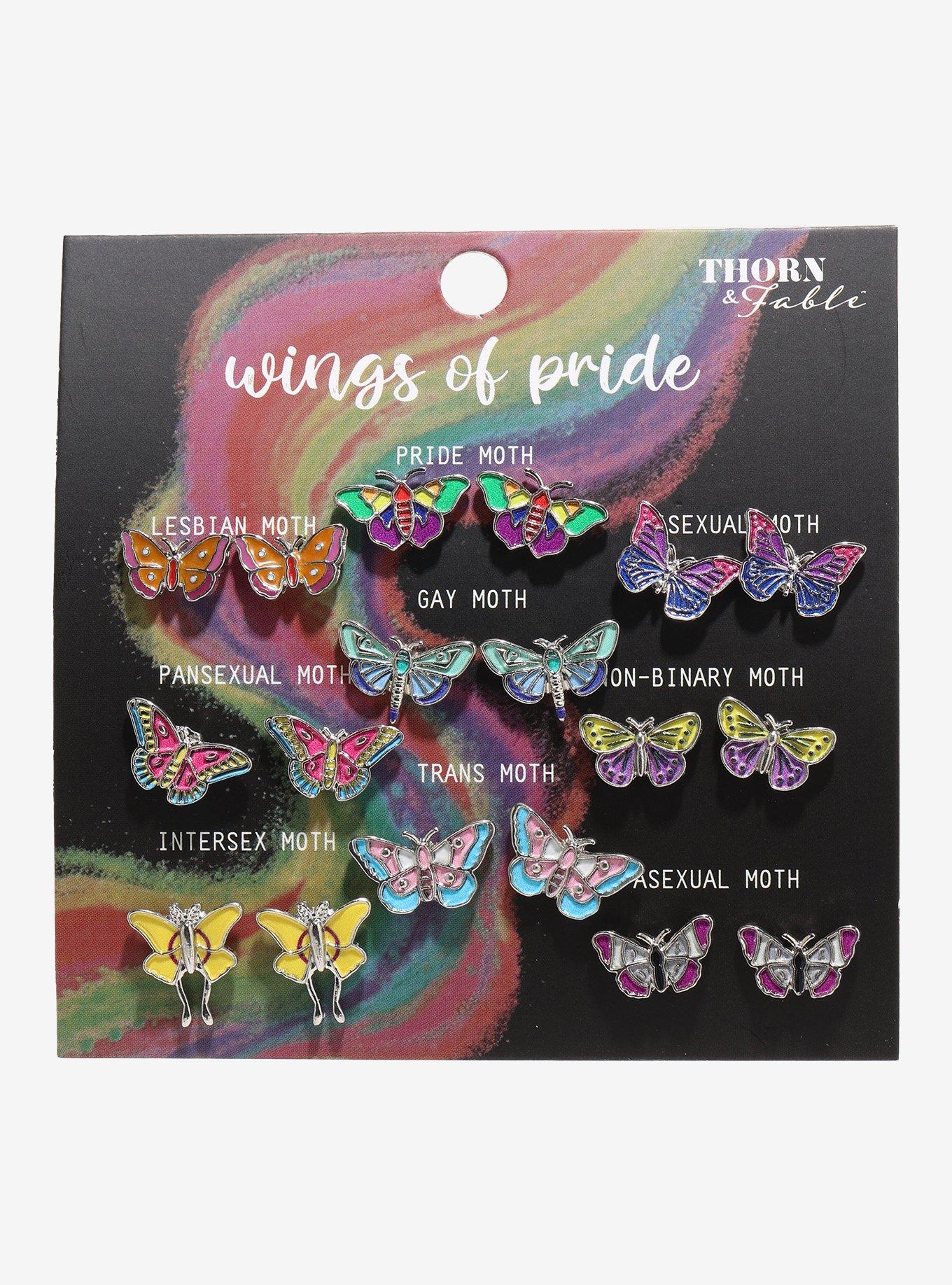 Thorn & Fable Pride Moth Stud Earring Set
