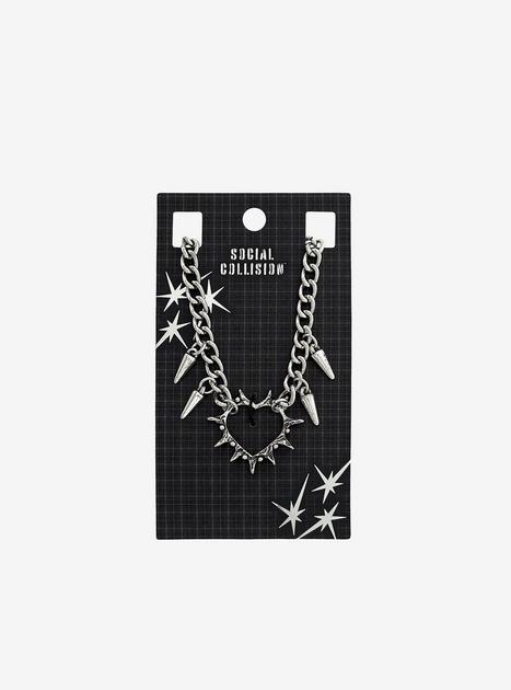 Social Collision Spike Heart Chain Choker | Hot Topic