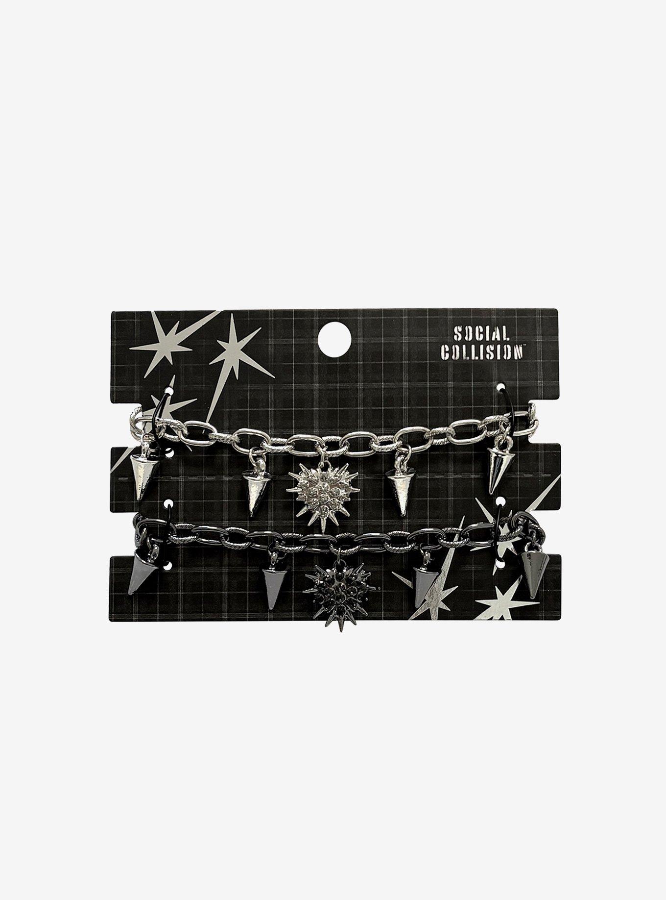 Social Collision Spike Heart Best Friend Bracelet Set, , hi-res