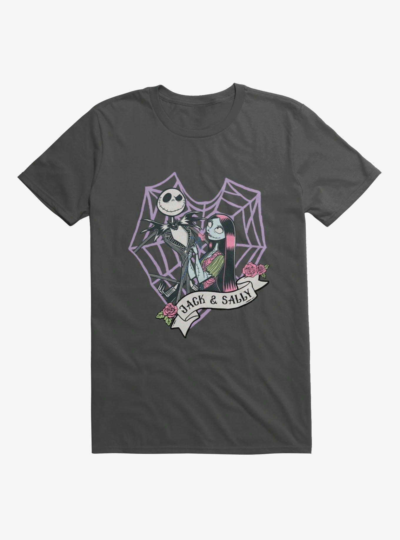 Disney Nightmare Before Christmas Jack And Sally Web Heart T-Shirt, , hi-res