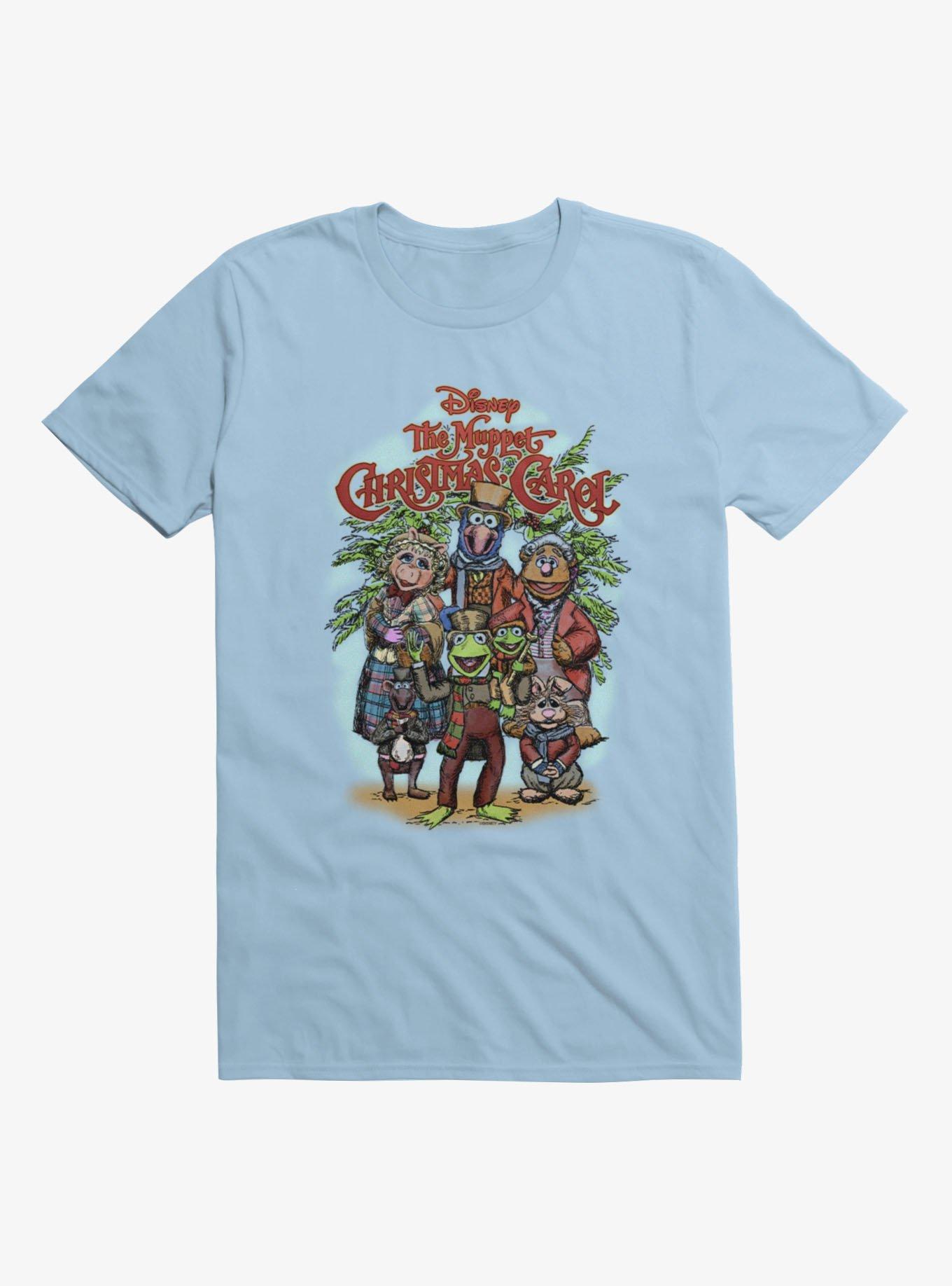 Disney The Muppets Christmas Carol Group Shot Drawing T-Shirt Hot Topic Exclusive, LIGHT BLUE, hi-res
