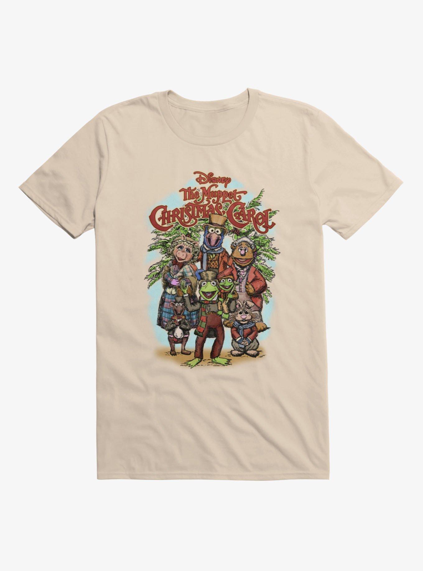 Disney The Muppets Christmas Carol Group Shot Drawing T-Shirt Hot Topic Exclusive, SAND, hi-res