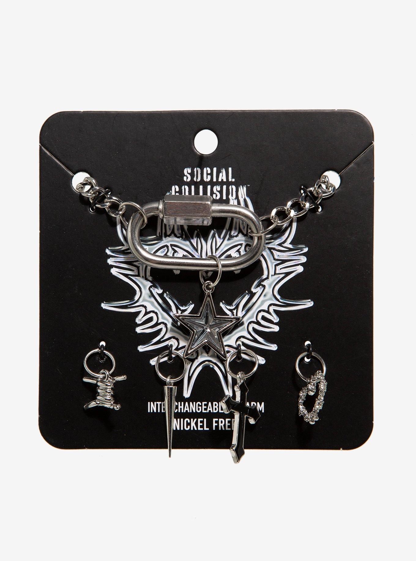 Social Collision Carabiner Interchangeable Charm Necklace Set, , hi-res