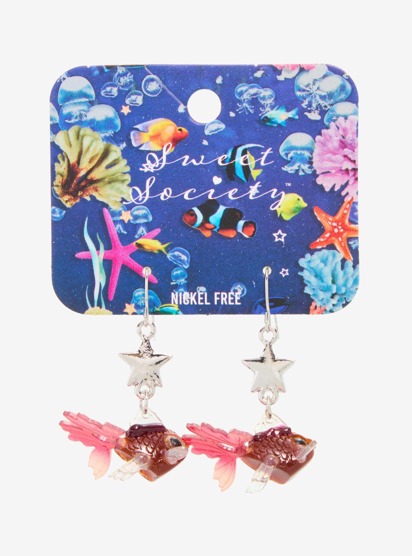 Sweet Society Red Goldfish Bead Earrings, , hi-res