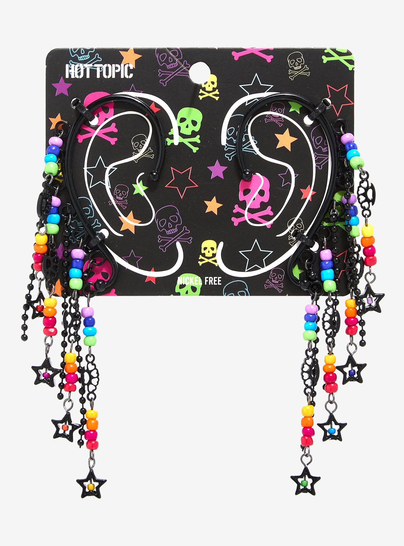Rainbow Star Brass Knuckles Ear Cuff Set, , hi-res