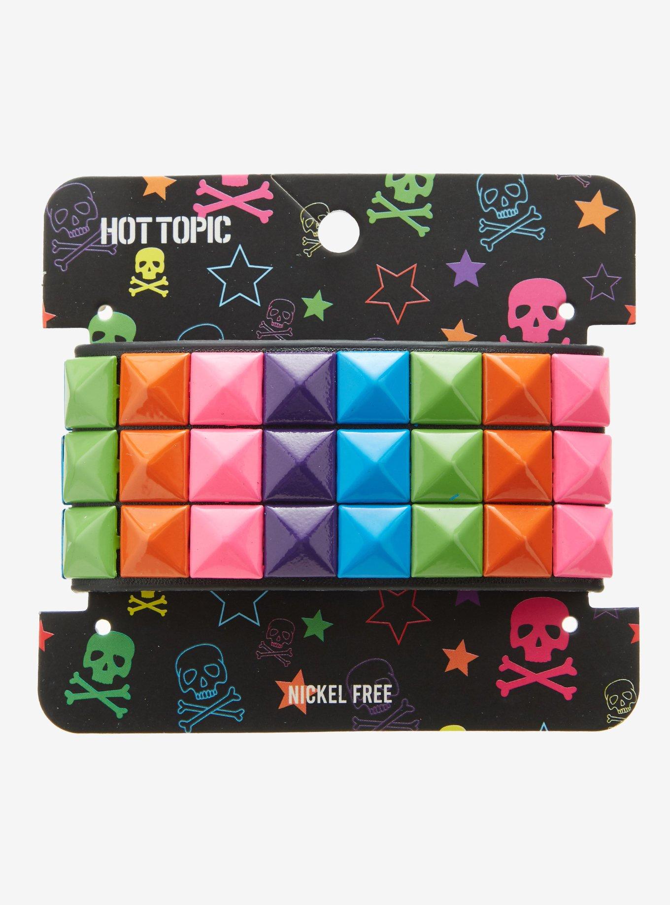 Rainbow Pyramid Stud Cuff Bracelet, , hi-res