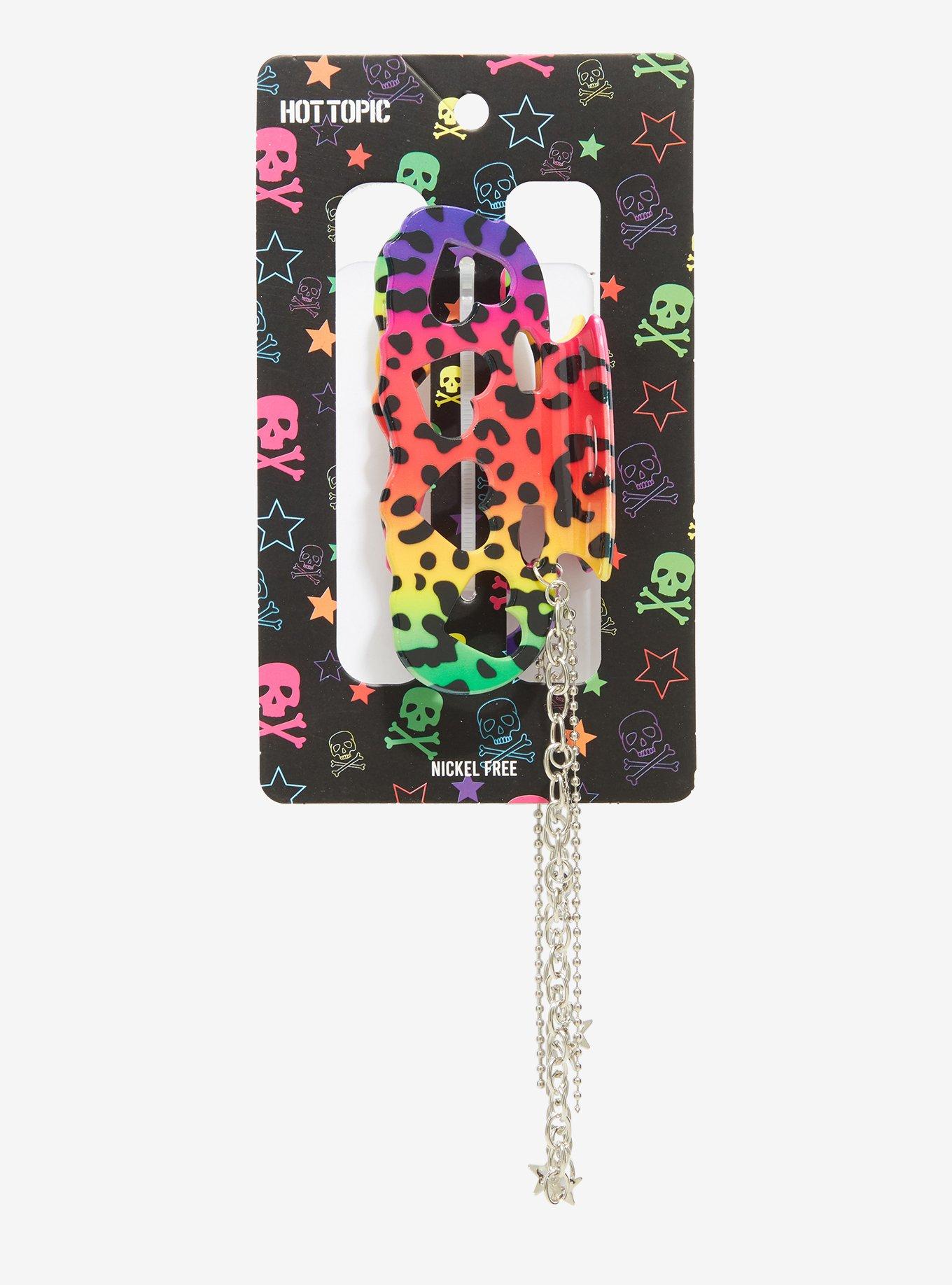Rainbow Leopard Brass Knuckles Claw Hair Clip, , hi-res
