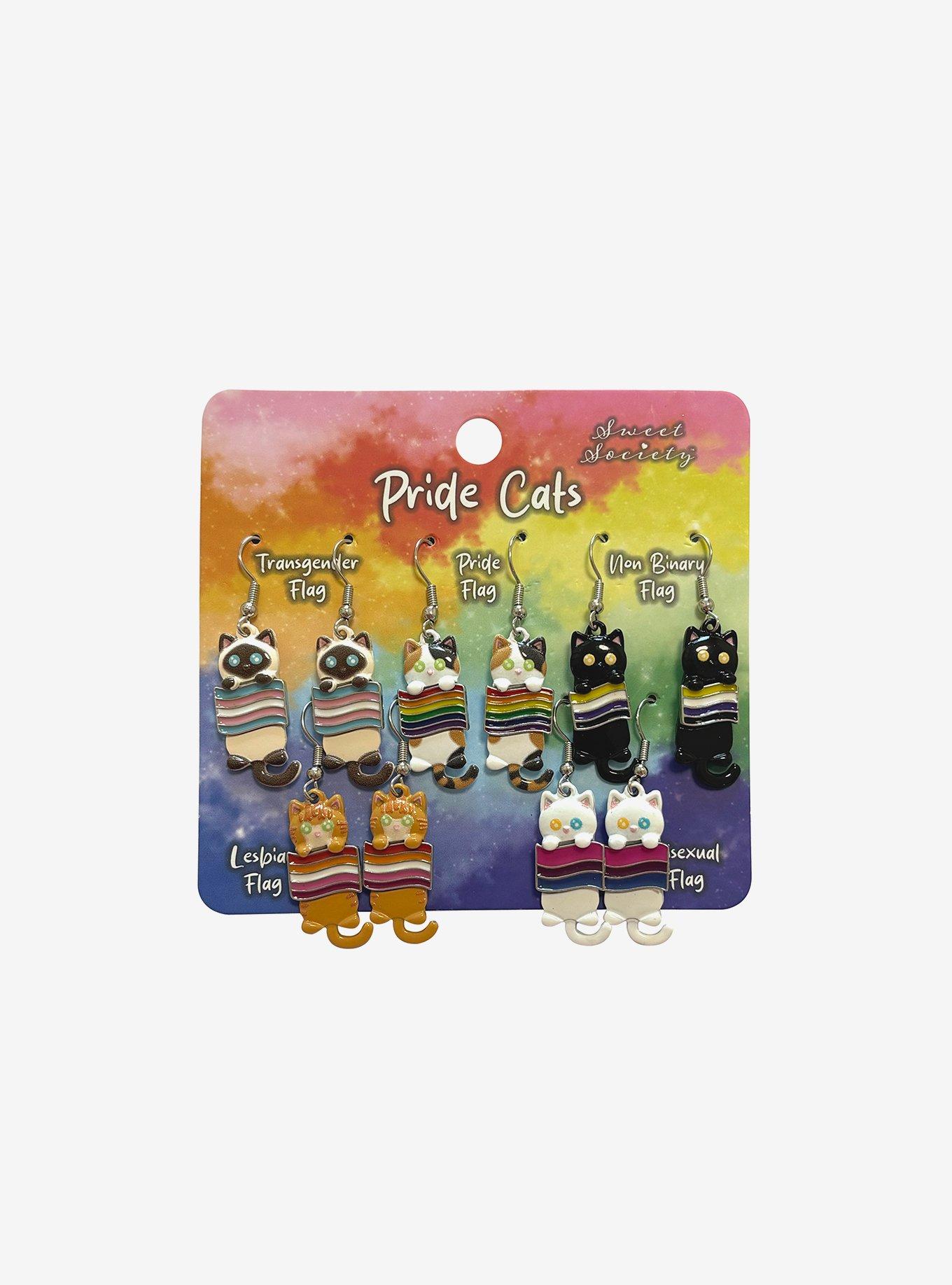 Sweet Society Pride Cats Drop Earring Set, , hi-res