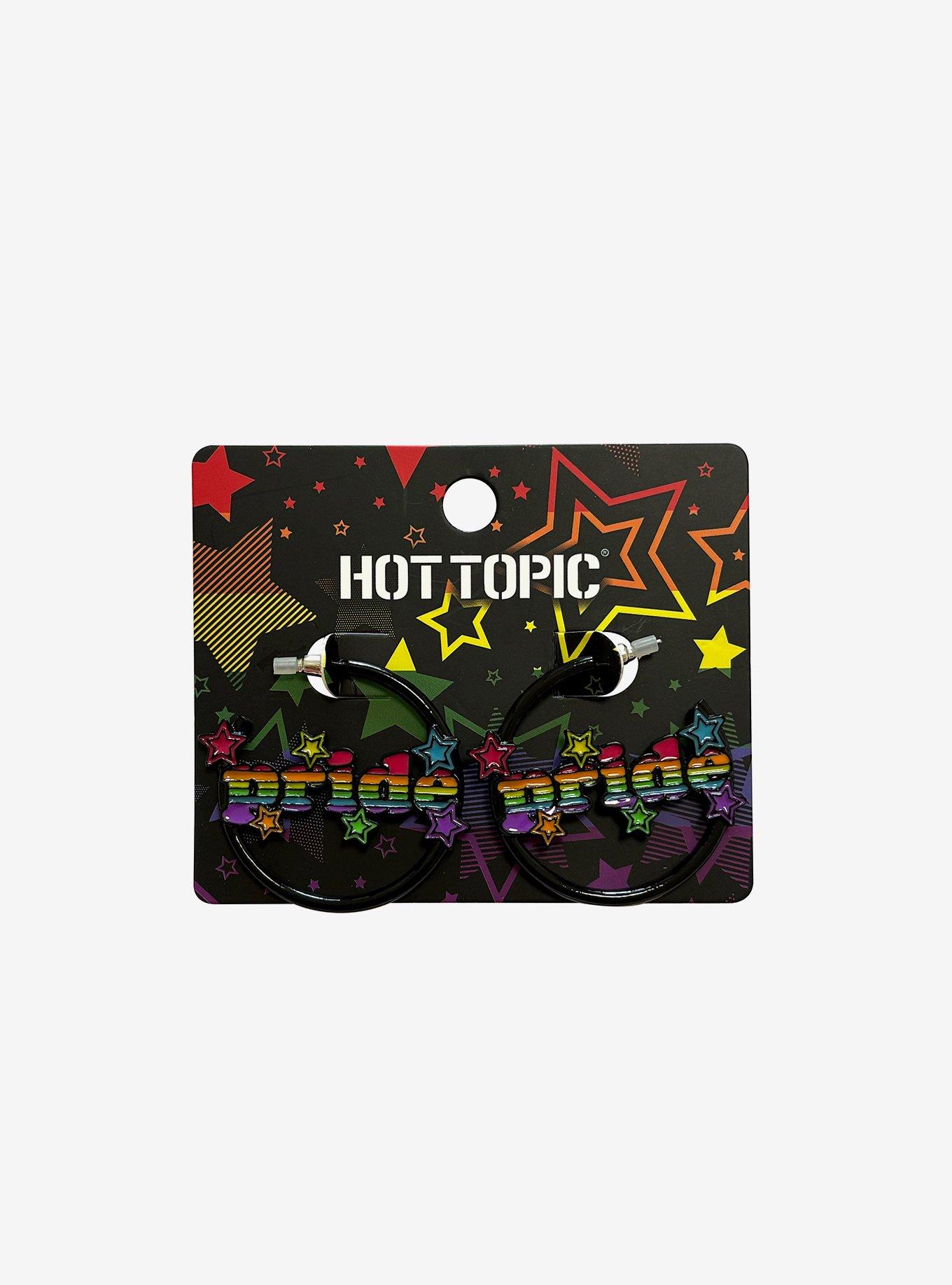 Pride Rainbow Star Hoop Earrings, , hi-res