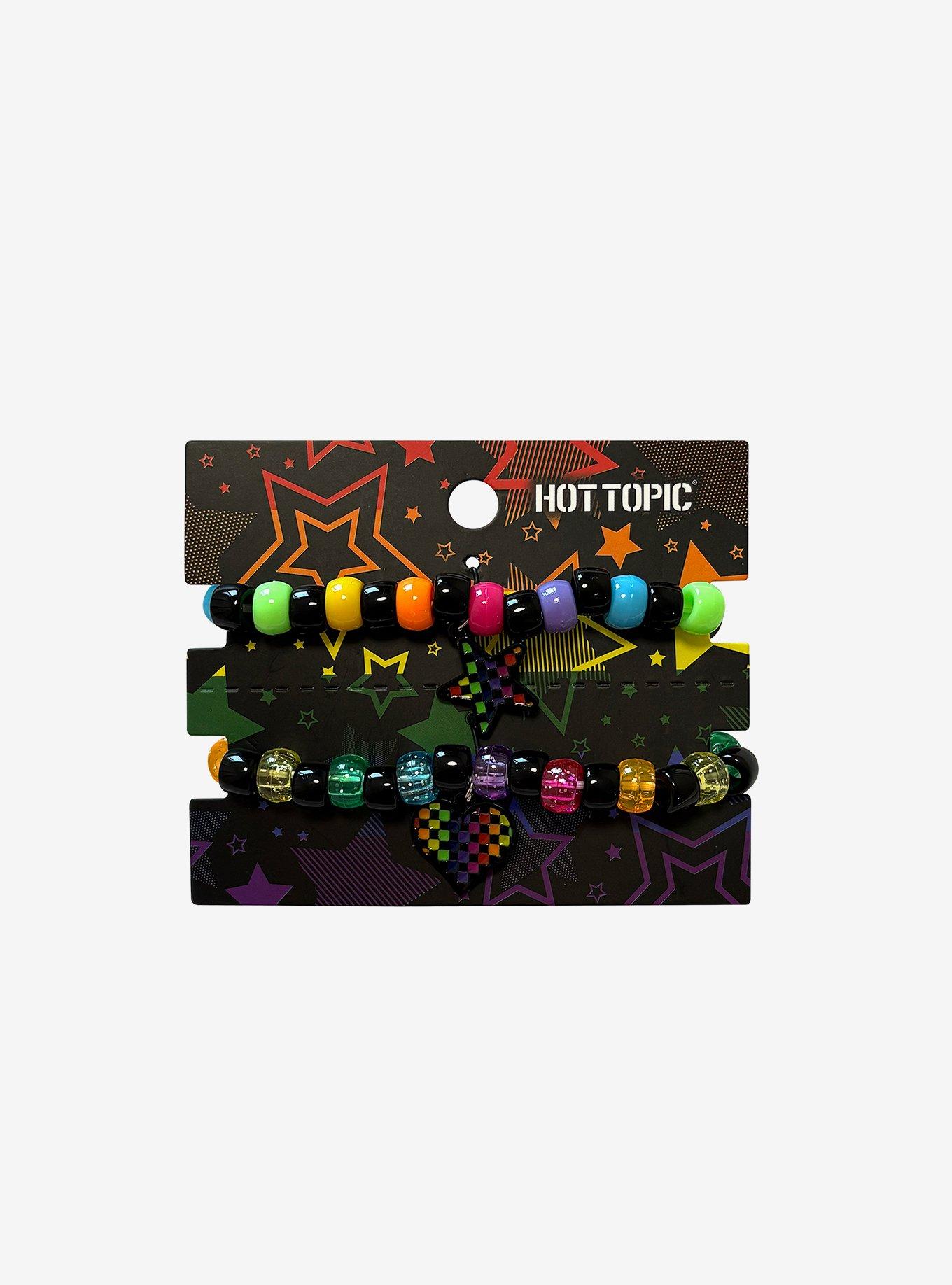 Rainbow Checker Heart & Star Best Friend Bead Bracelet Set, , hi-res