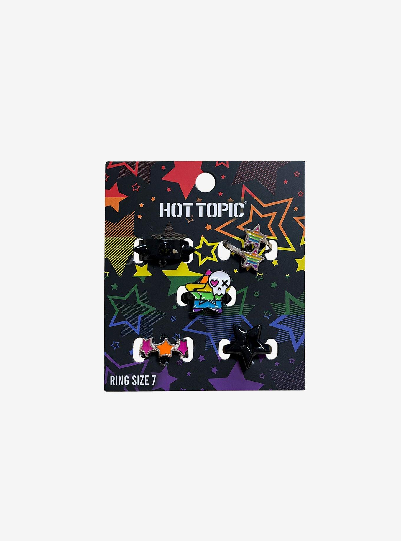 Rainbow Star Skull Ring Set, , hi-res