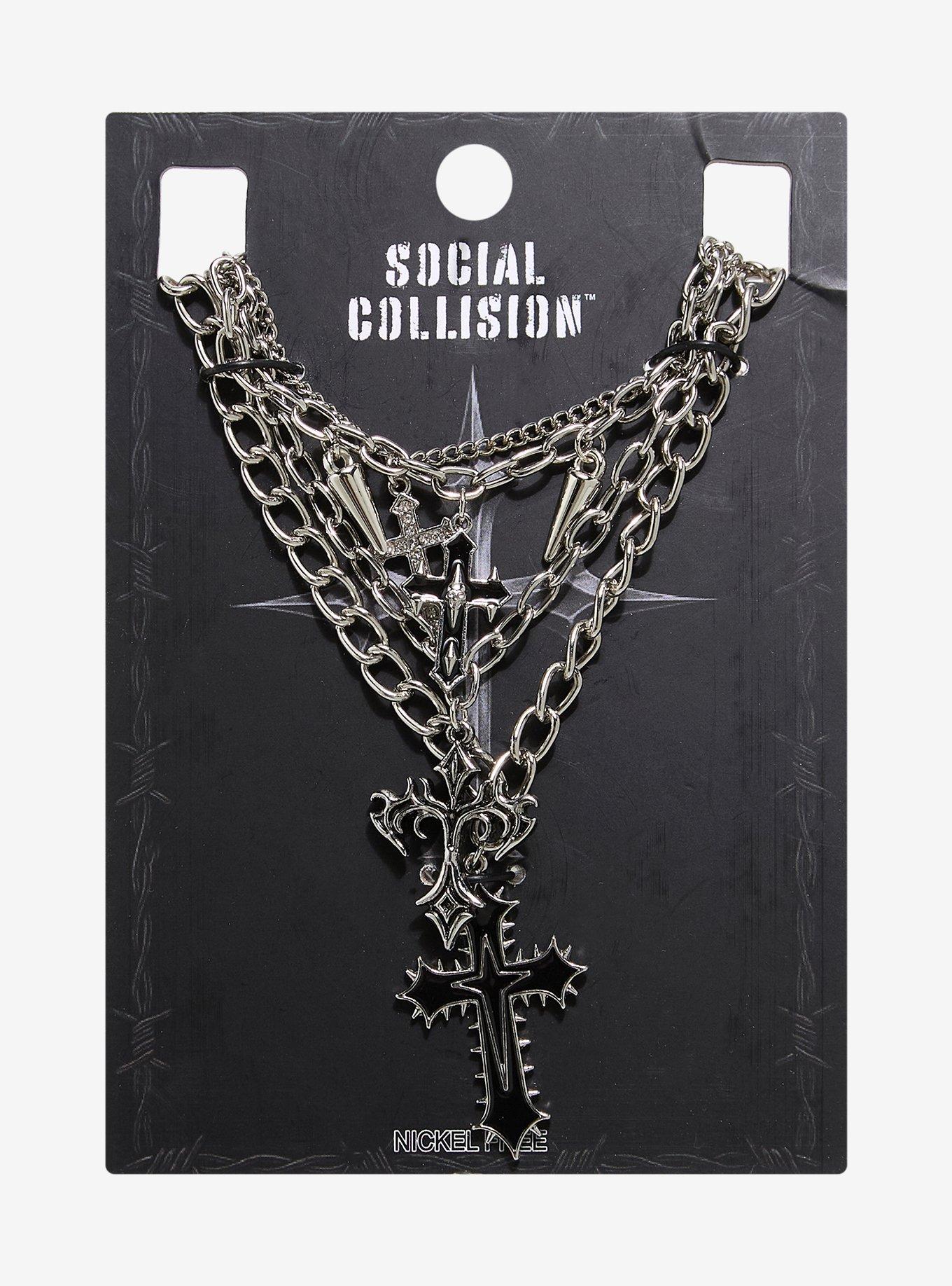 Social Collision Gothic Cross Necklace Set, , hi-res
