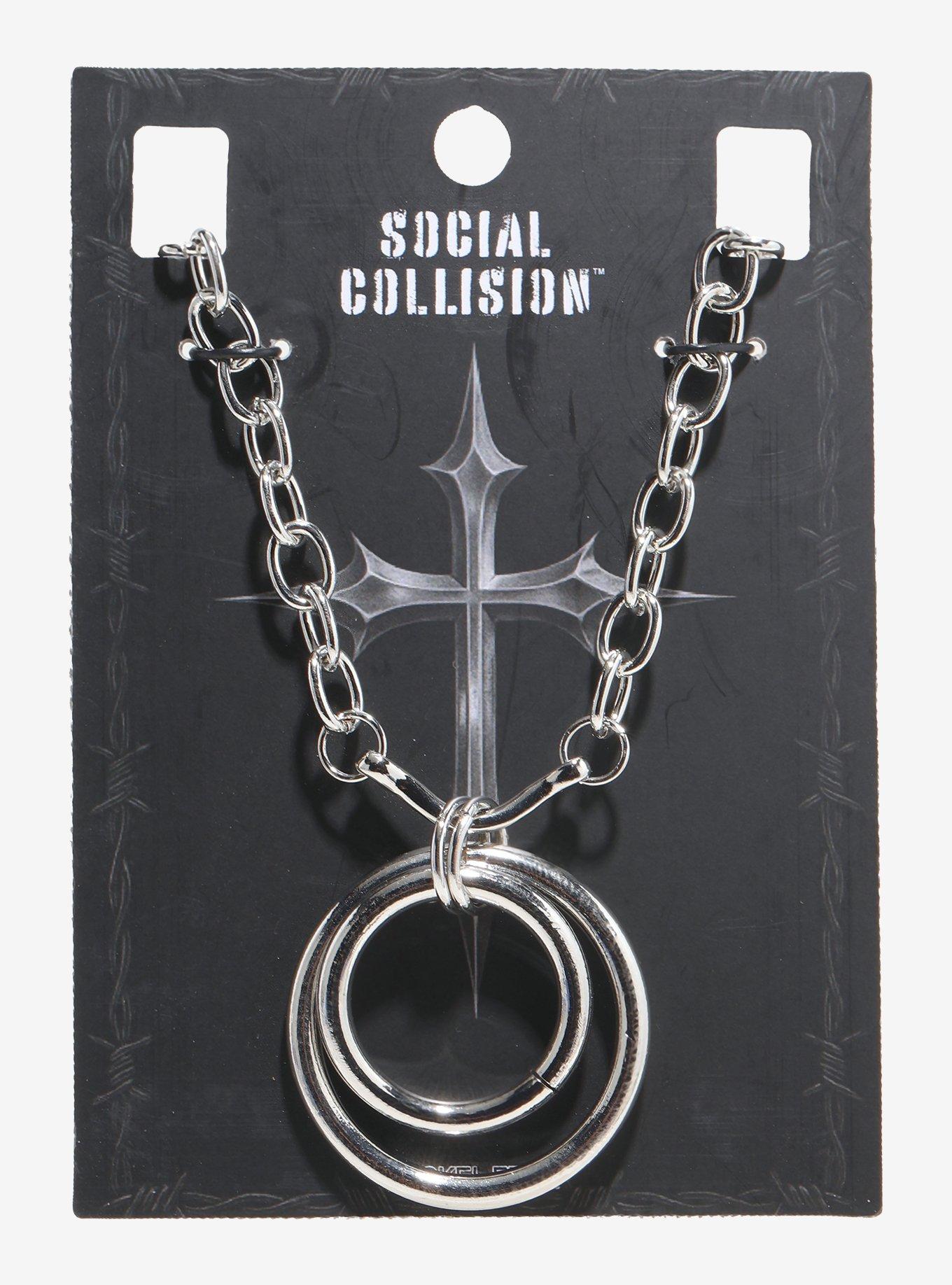 Social Collision Double O-Ring Necklace, , hi-res