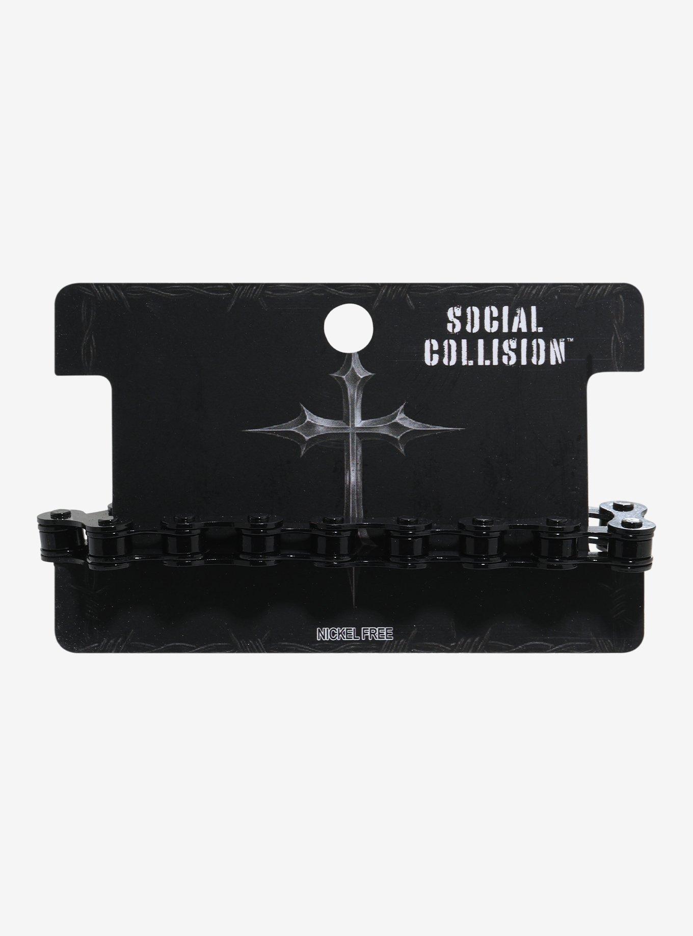 Social Collision Black Bike Chain Bracelet, , hi-res