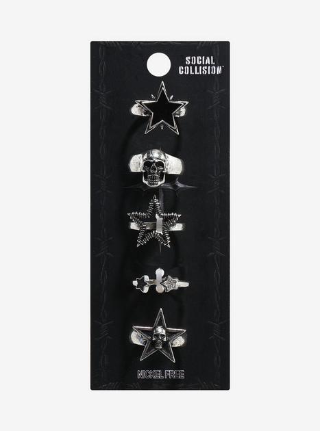 Social Collision Barbed Wire Star Skull Ring Set | Hot Topic