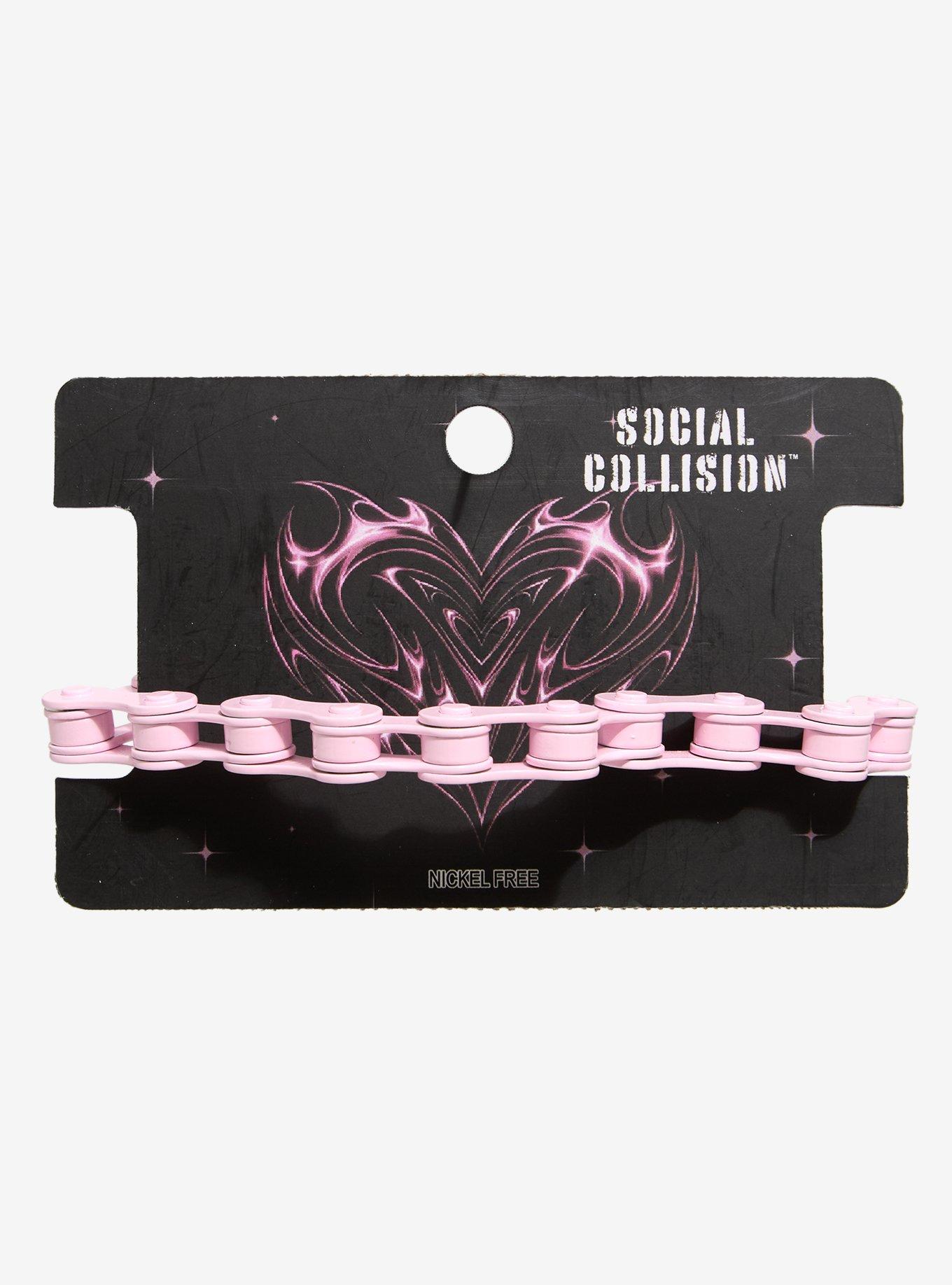 Social Collision Pink Bike Chain Bracelet, , hi-res