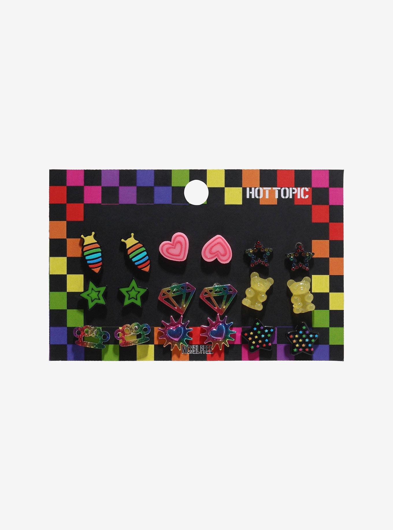 Rainbow Brass Knuckle Star Icon Stud Earring Set, , hi-res