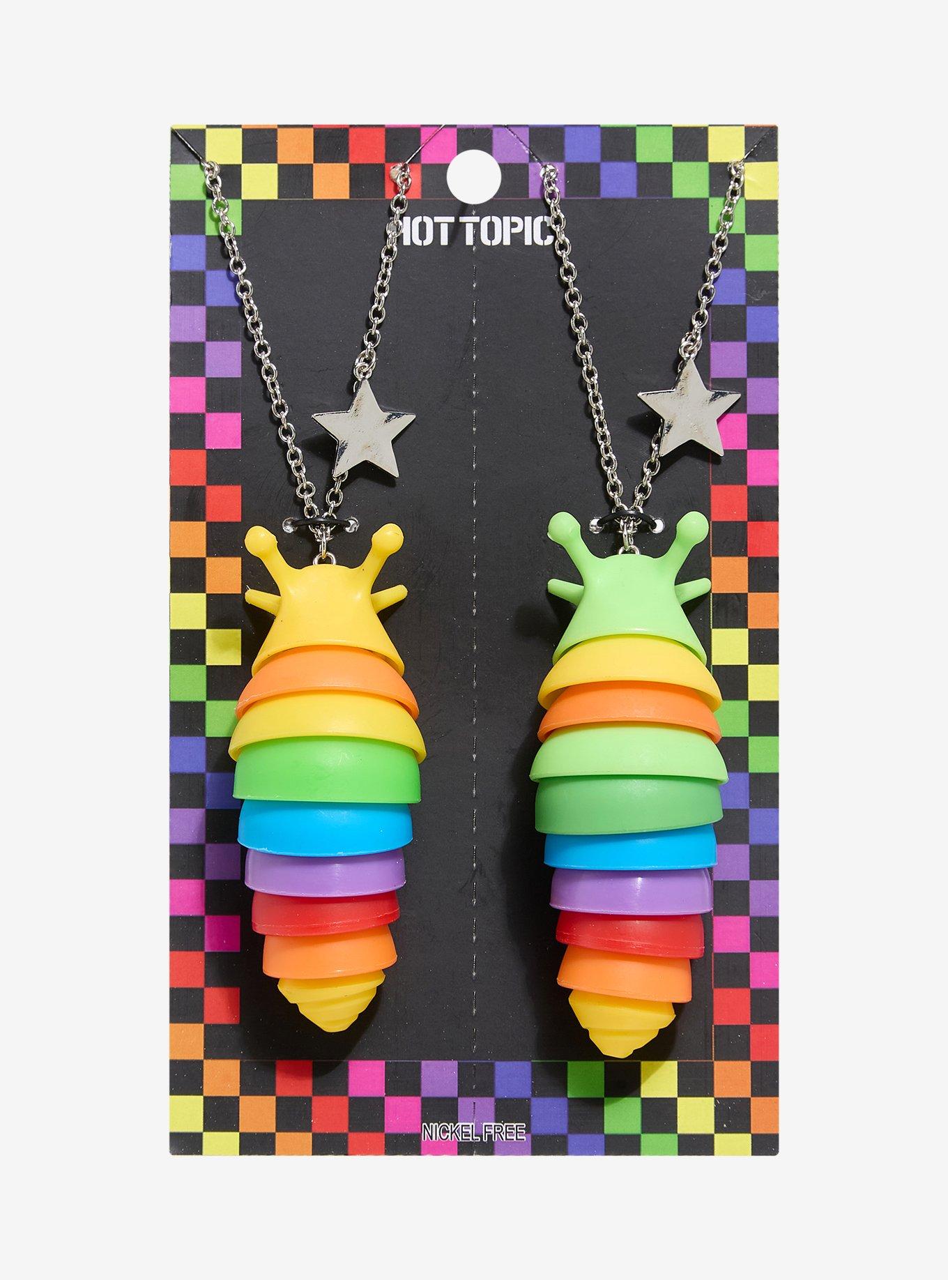 Rainbow Slug Fidget Toy Best Friend Necklace Set | Hot Topic