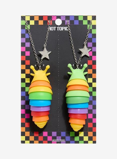 Rainbow Slug Fidget Toy Best Friend Necklace Set | Hot Topic