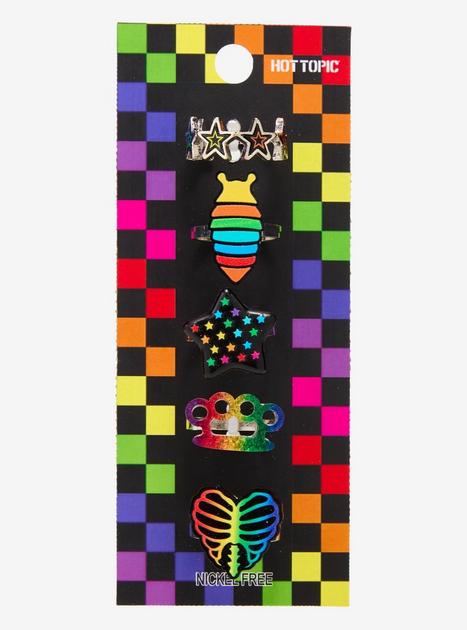 Rainbow Star Slug Ring Set | Hot Topic