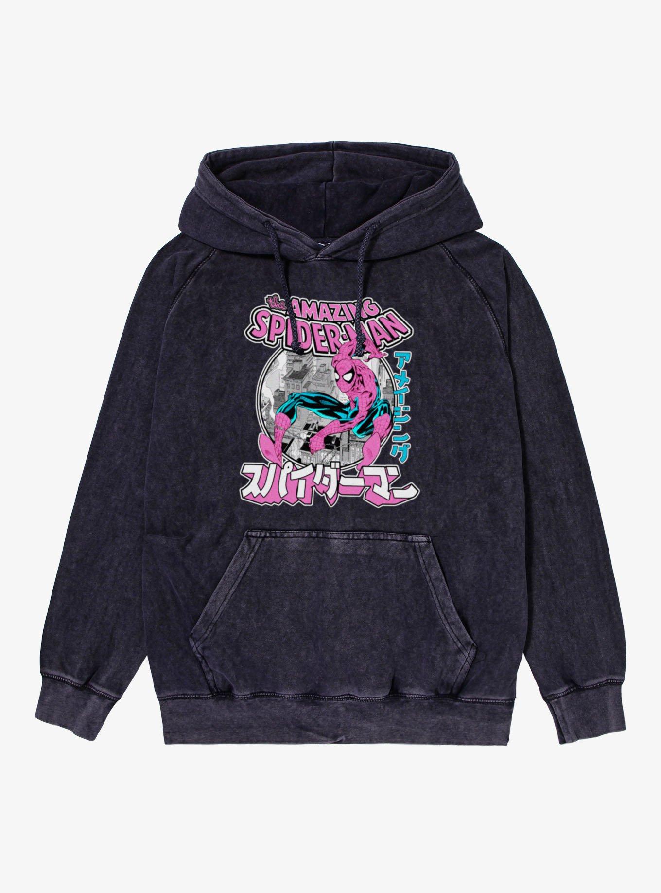 Marvel Spider-Man The Amazing Spider-Man Kanji Swing Mineral Wash Hoodie