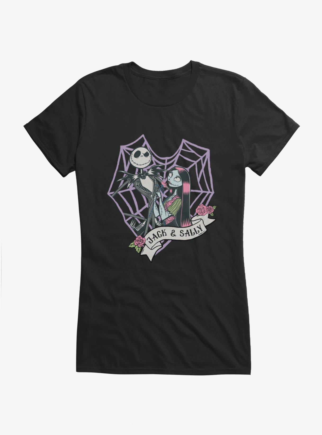 Disney Nightmare Before Christmas Jack And Sally Web Heart Girls T-Shirt, , hi-res