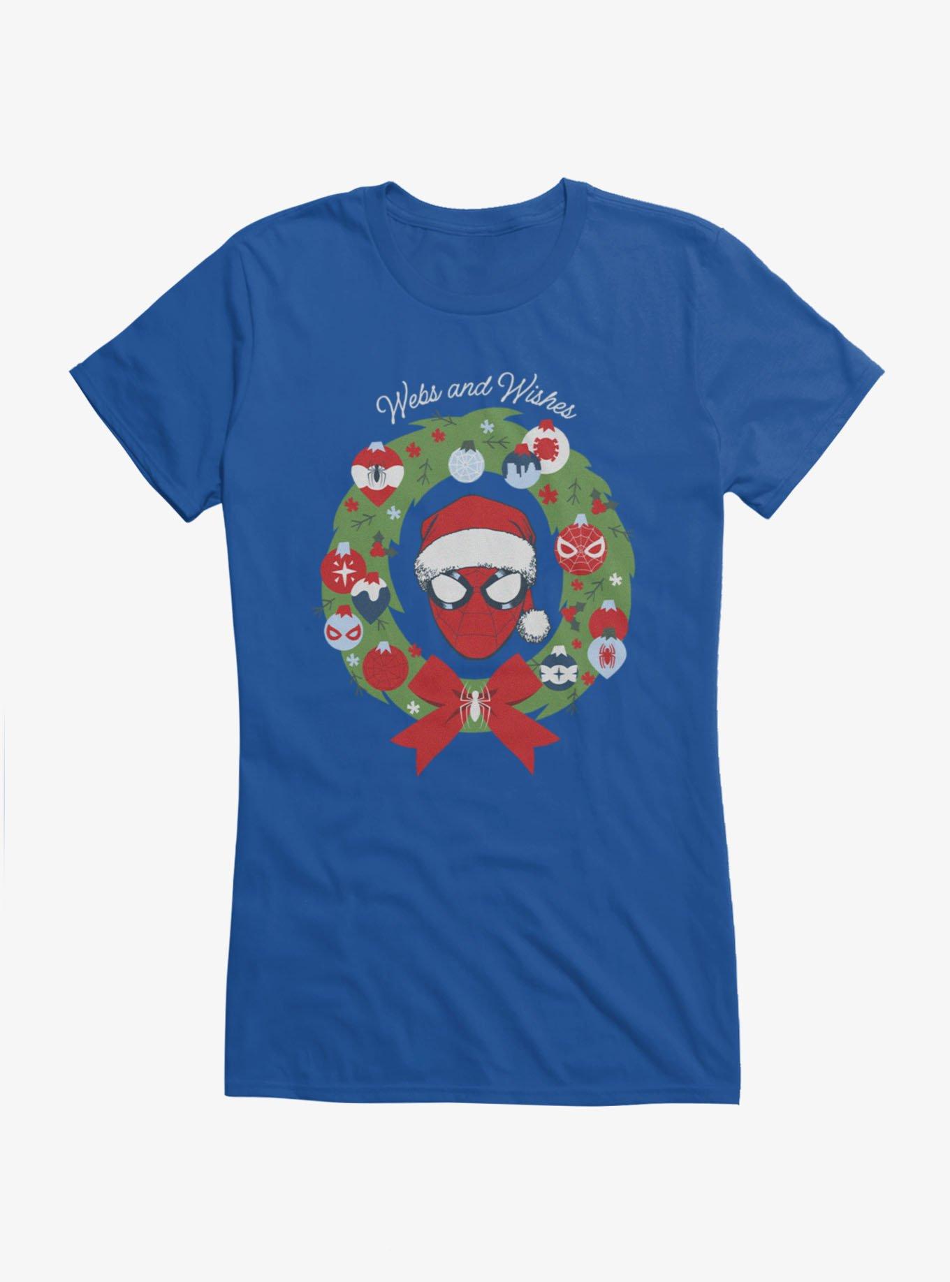 Marvel Spider-Man Merry Webs And Wishes Wreath Girls T-Shirt