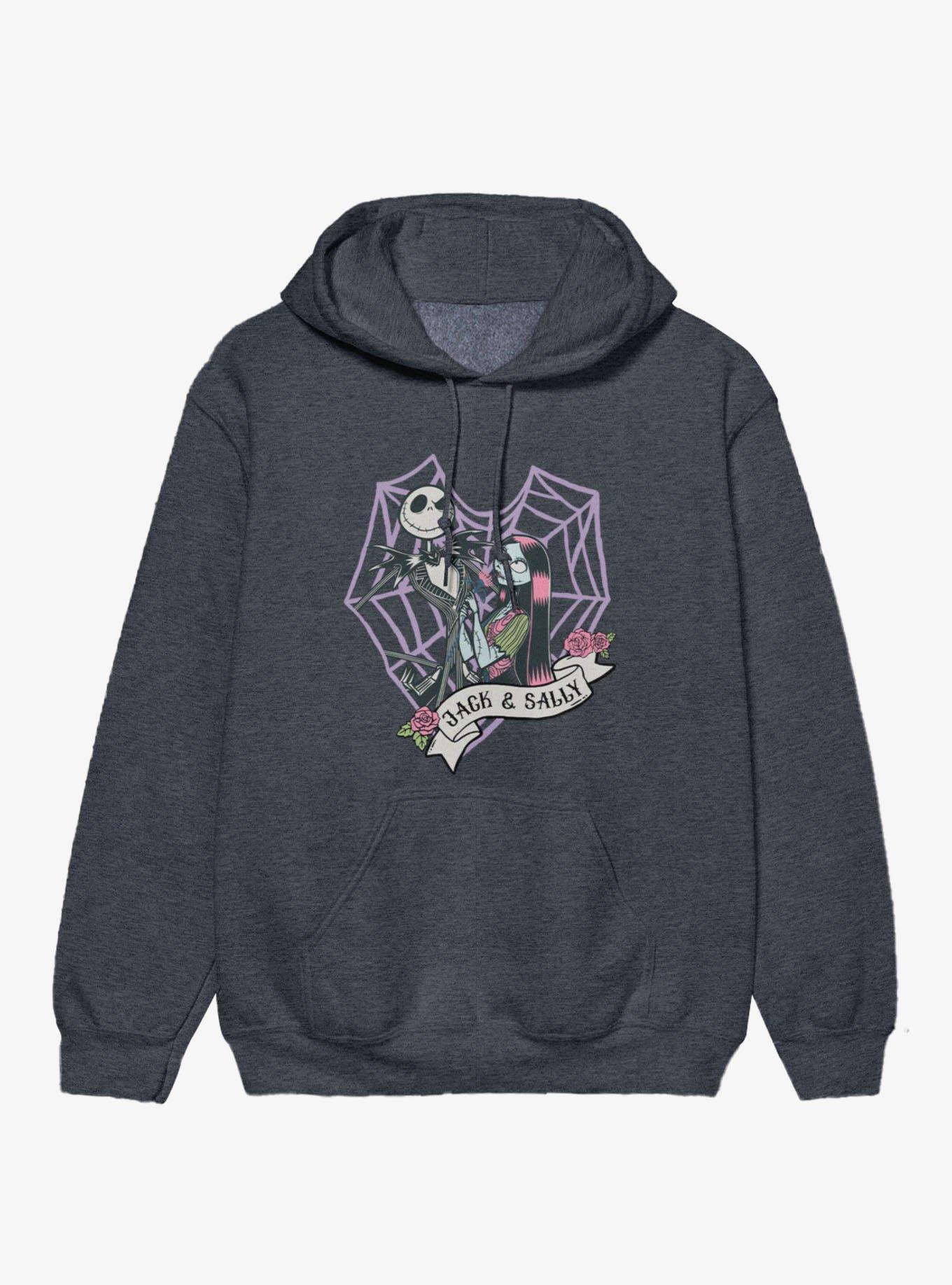 Disney Nightmare Before Christmas Jack And Sally Web Heart Hoodie, , hi-res