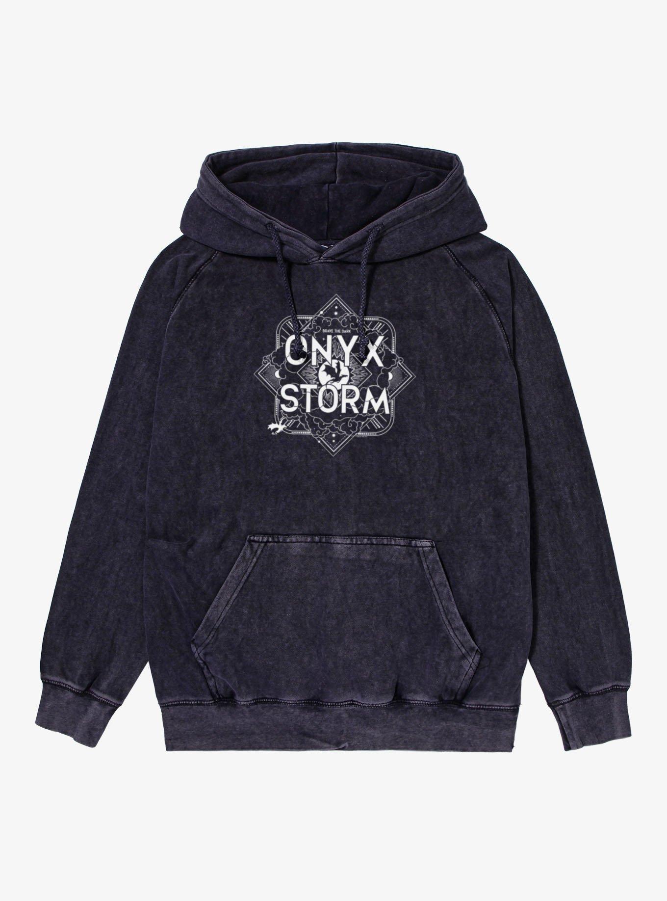 Fourth Wing Onyx Storm Logo Mineral Wash Hoodie, , hi-res