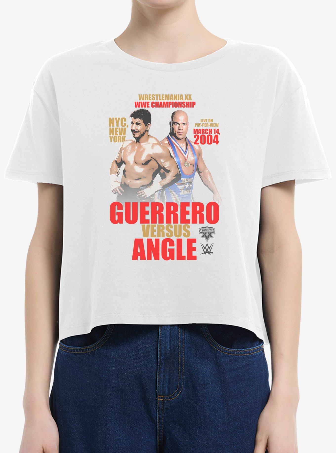 WWE Eddie Guerrero Vs Kurt Angle Wrestlemania XX Boxy Crop Womens T-Shirt, , hi-res
