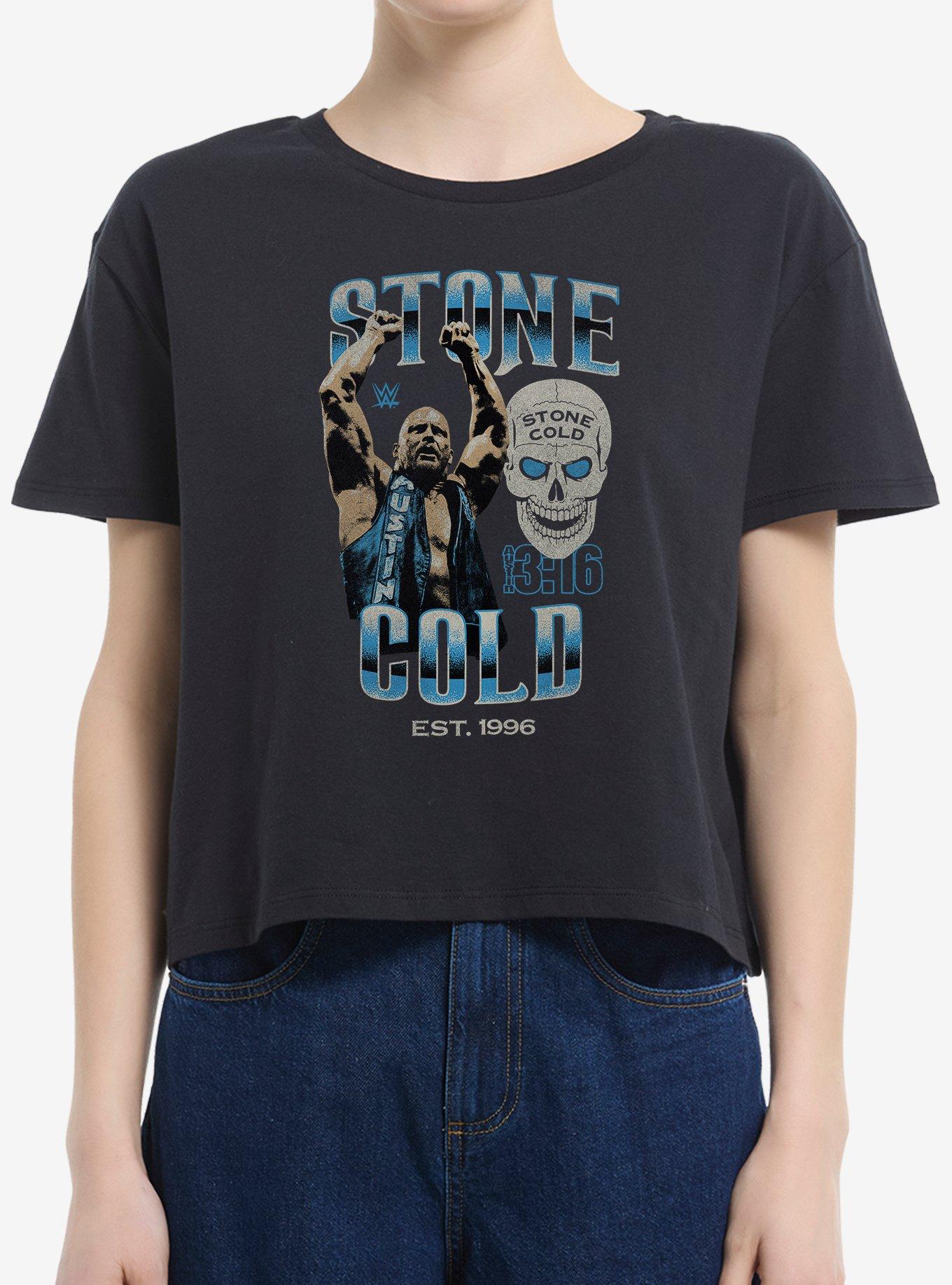 WWE Stone Cold Steve Austin Collage Boxy Crop Womens T-Shirt, , hi-res
