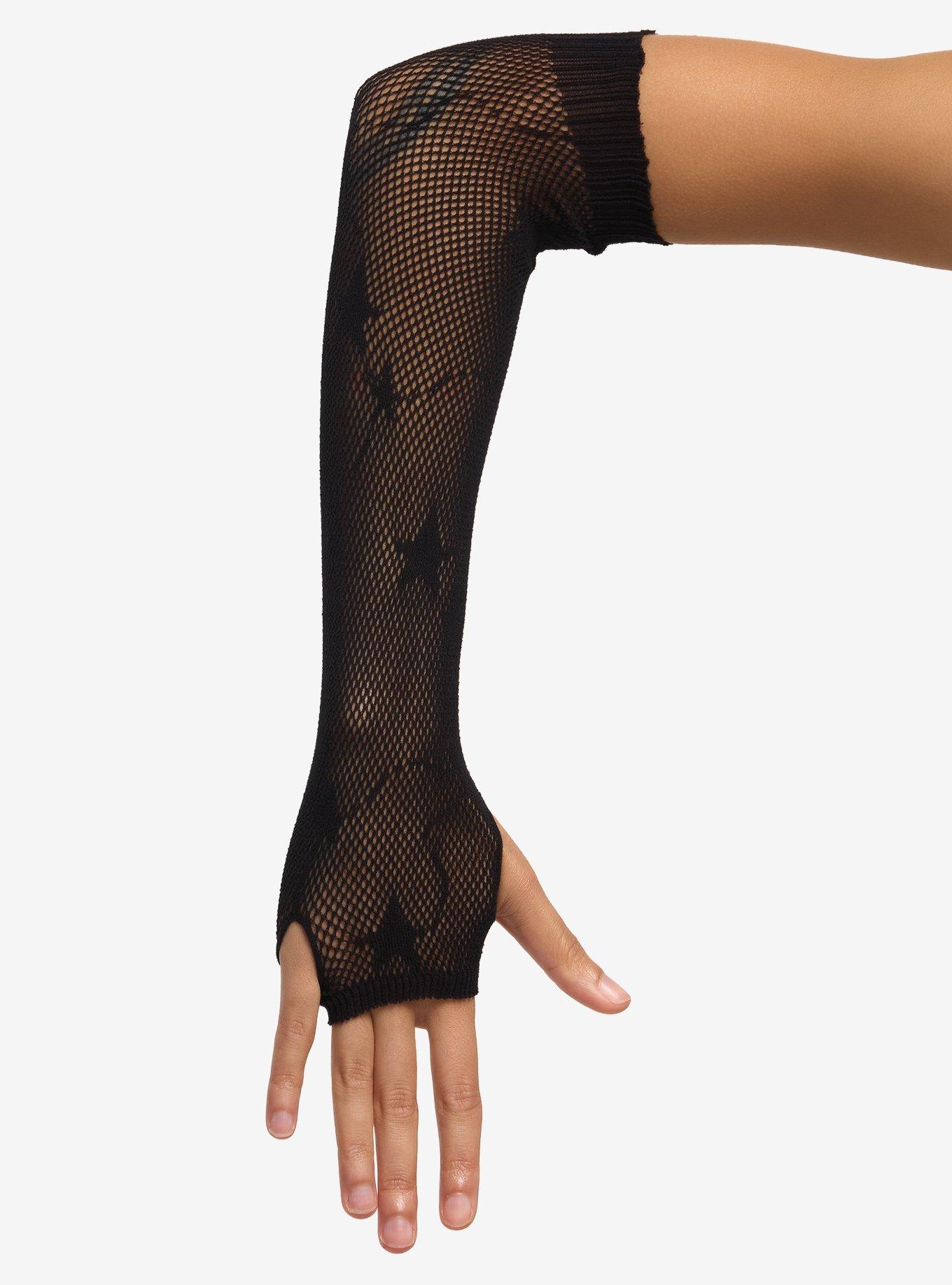 Black Shooting Star Fishnet Arm Warmers, , hi-res