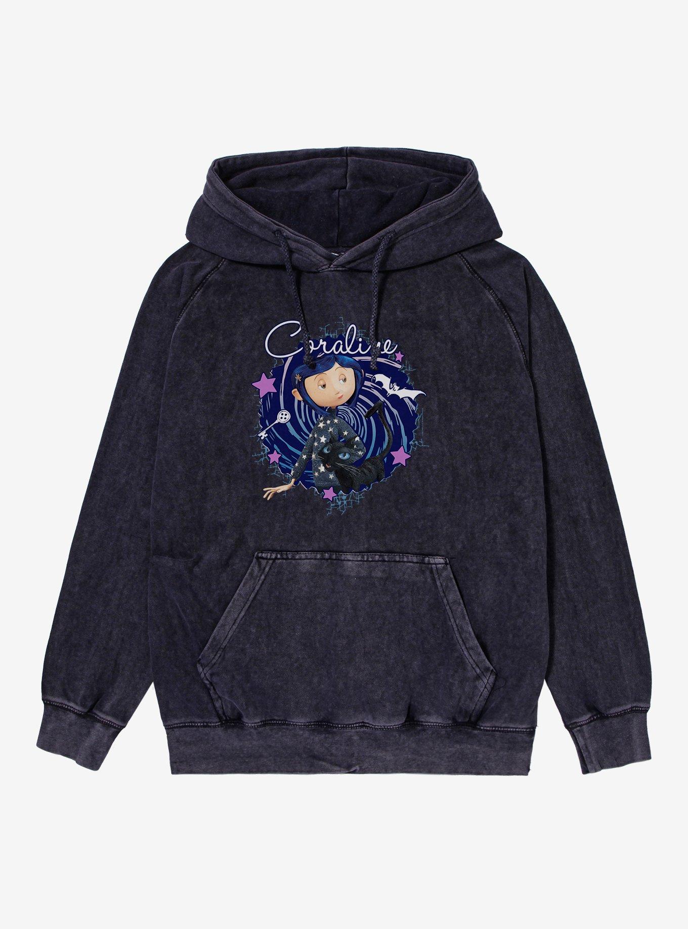 Coraline The Cat Swirl And Stars Mineral Wash Hoodie, , hi-res