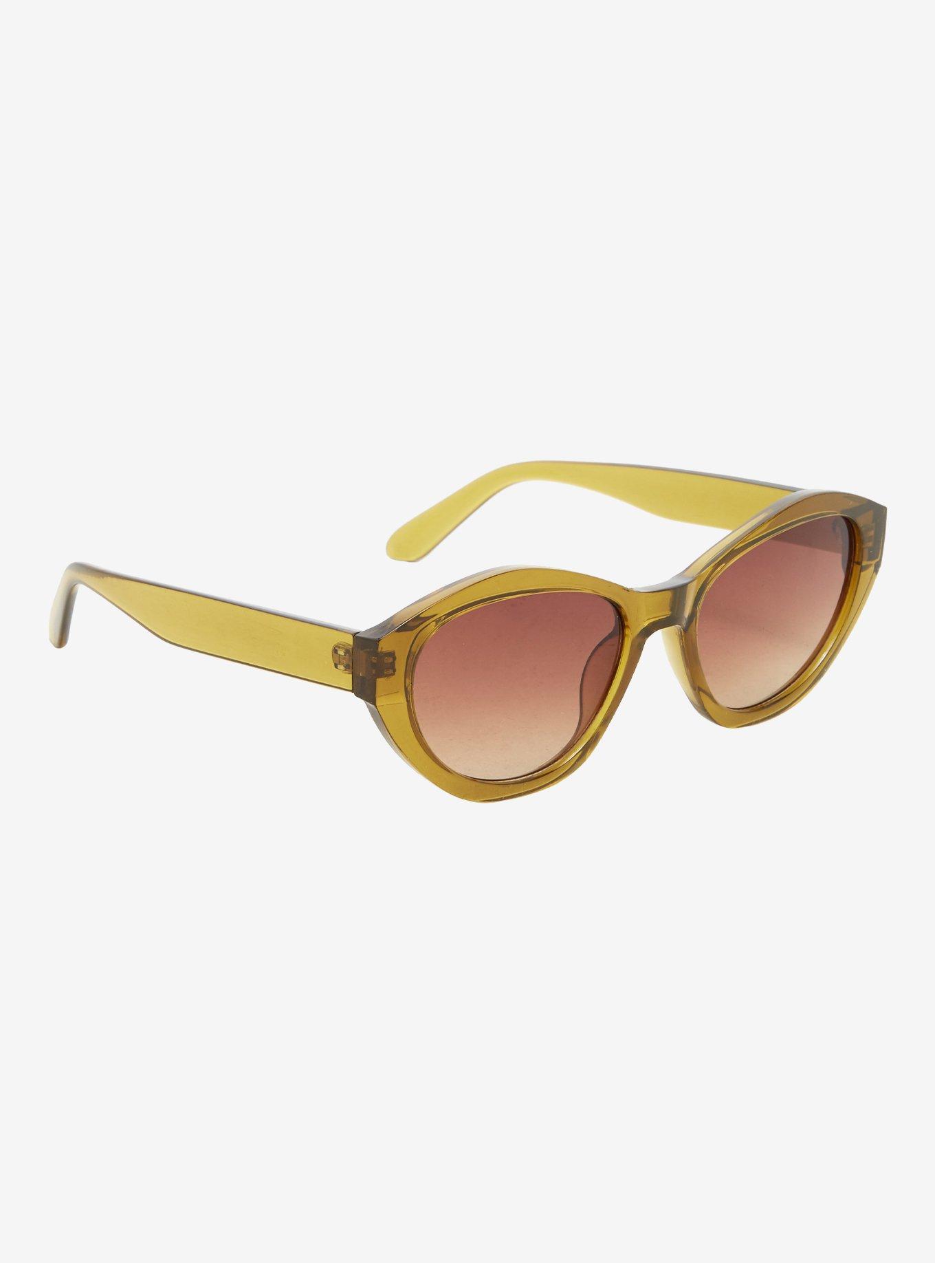 Olive Green Cat Eye Sunglasses, , hi-res