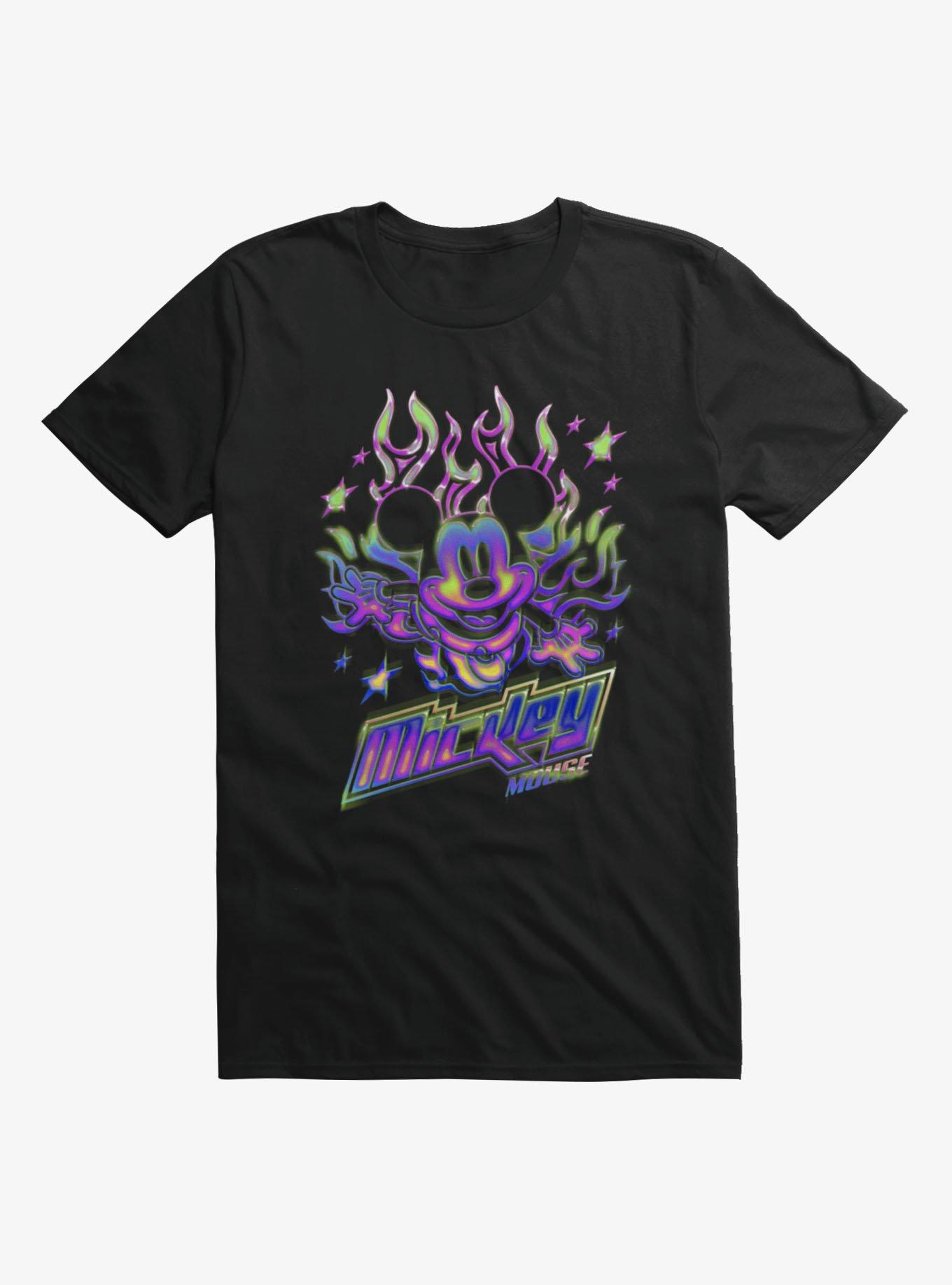 Disney Mickey Mouse Y2K Chrome Flames T-Shirt, , hi-res