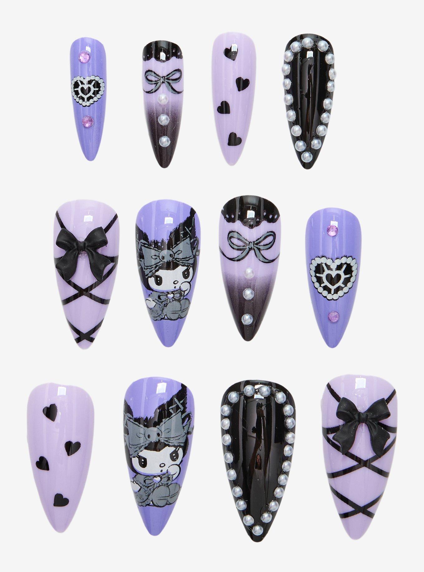 Kuromi Purple Lolita Press-On Nail Set, , hi-res