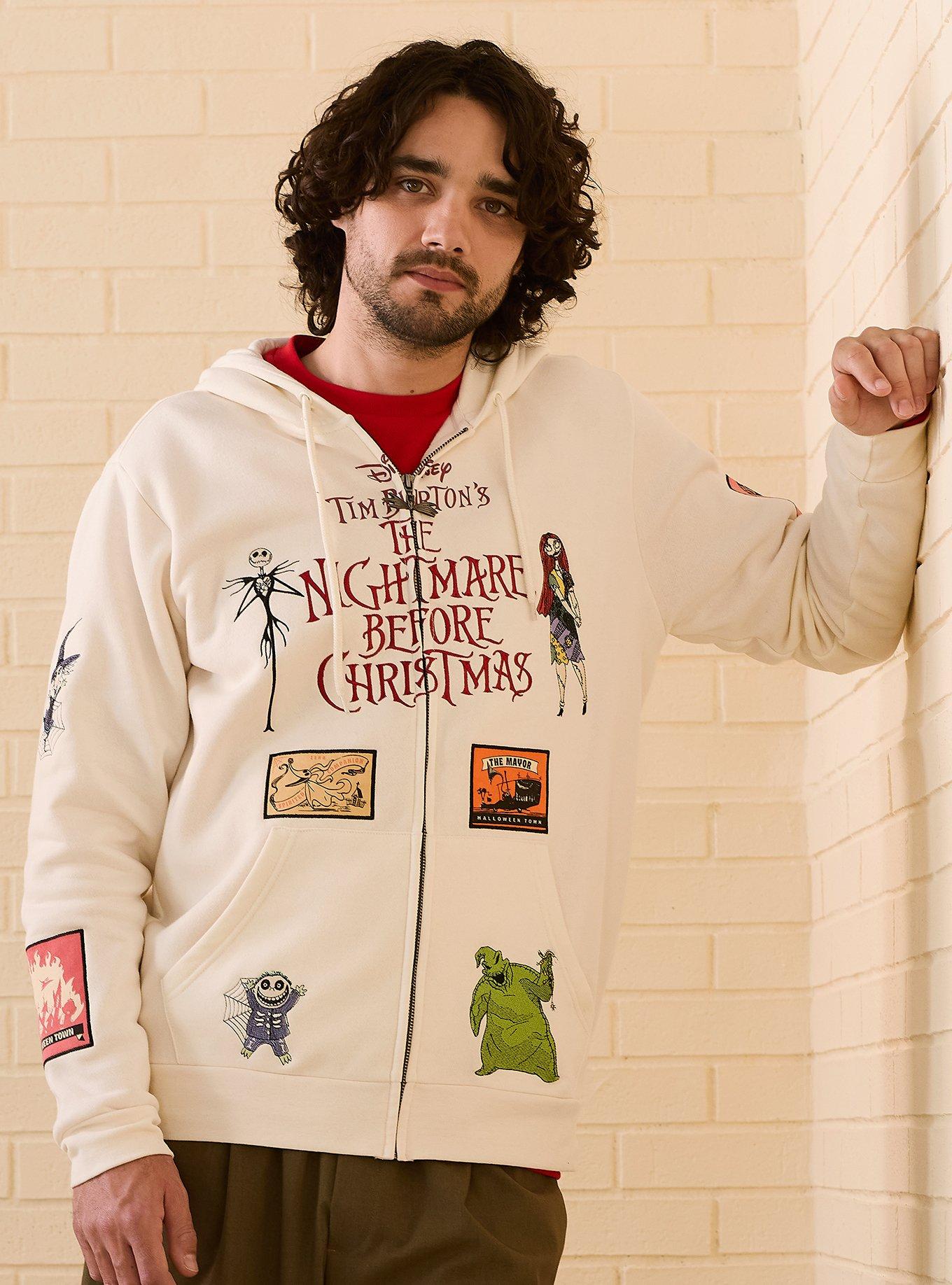 Disney The Nightmare Before Christmas Embroidered Icons Zippered Hoodie - BoxLunch Exclusive, , hi-res