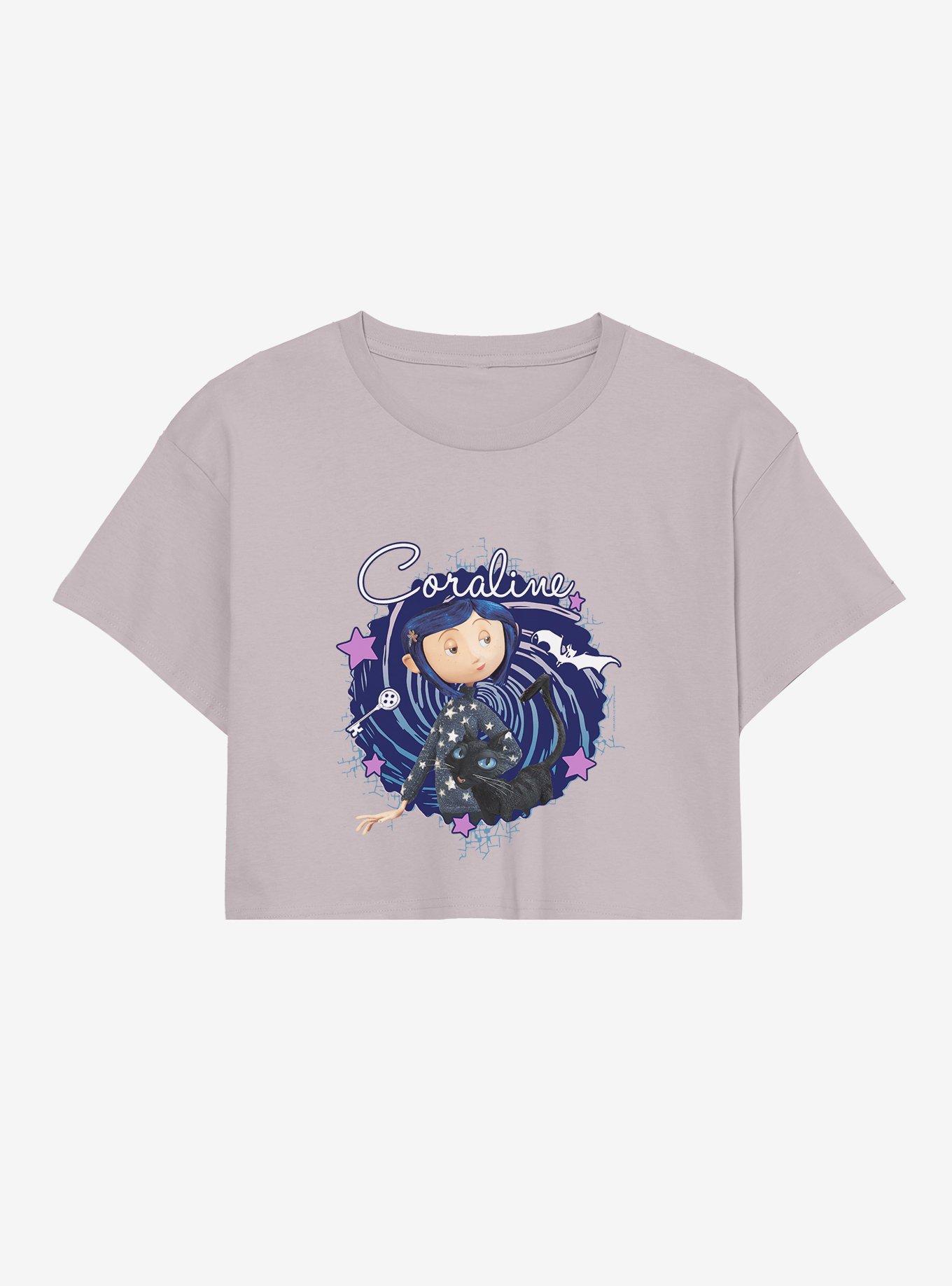 Coraline The Cat Swirl And Stars Crop T-Shirt, , hi-res