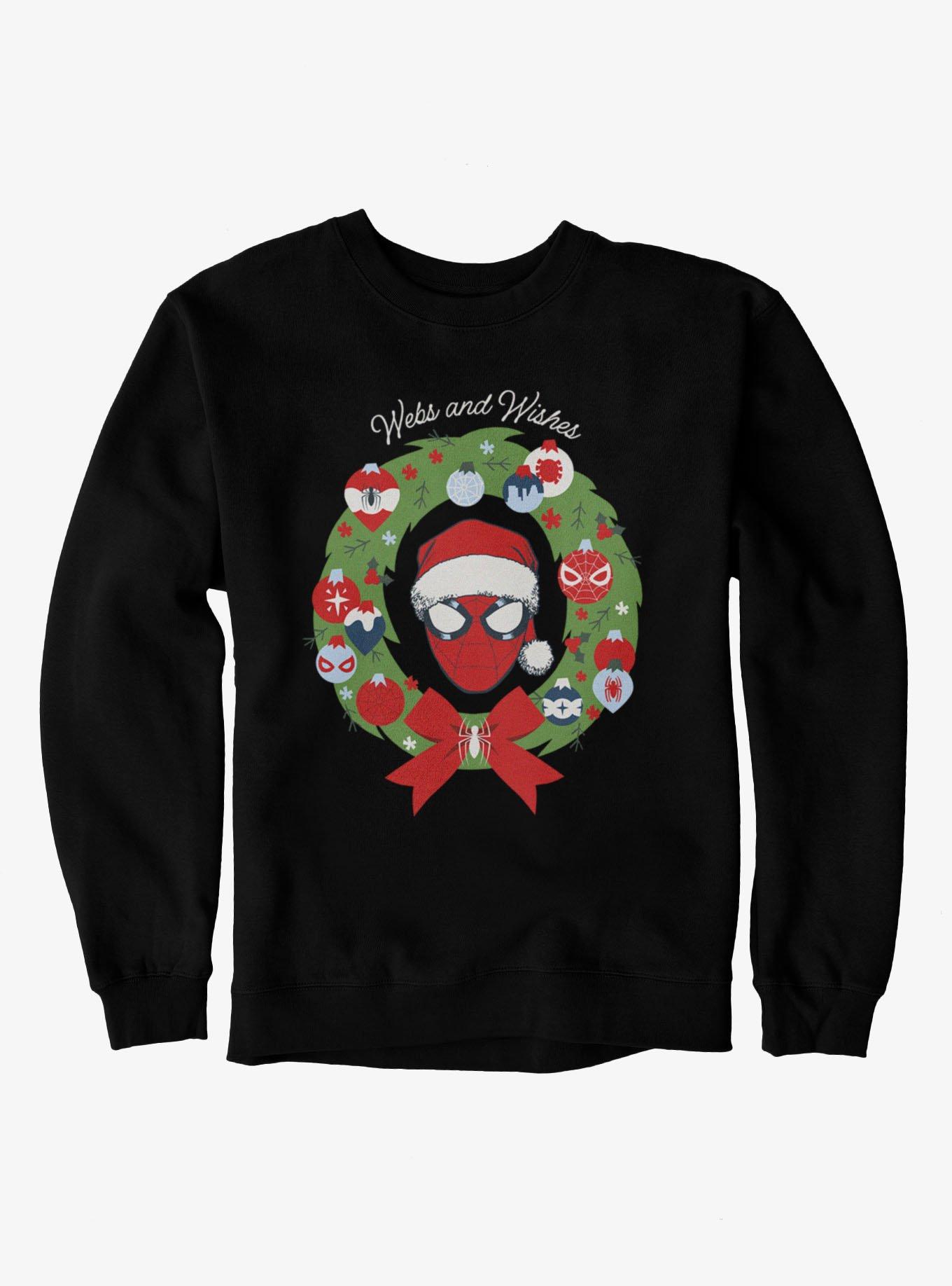 Marvel Spider-Man Merry Webs And Wishes Wreath Sweatshirt