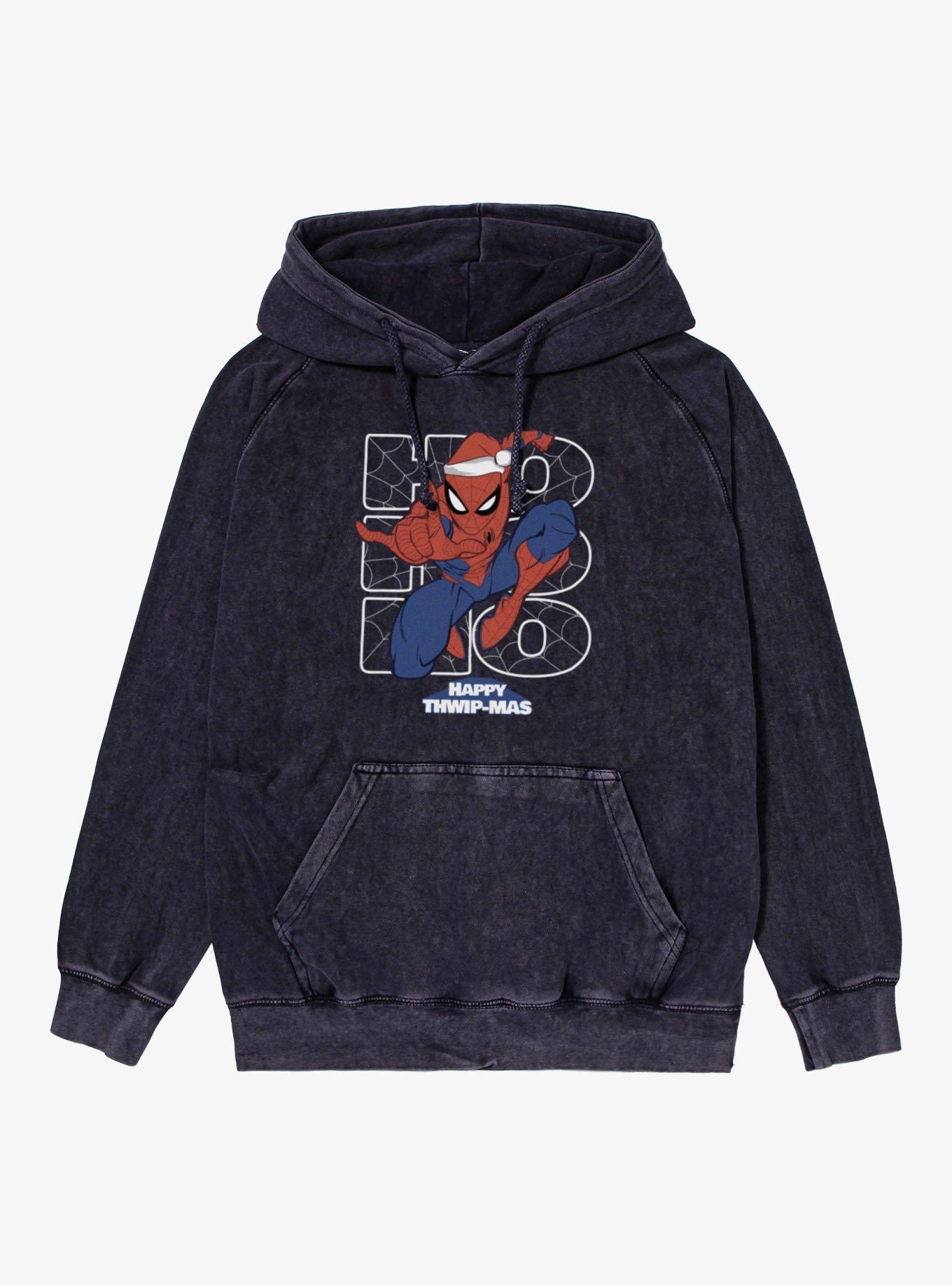 Marvel Spider-Man Ho-Ho-Ho Happy Thwip-Mas Mineral Wash Hoodie