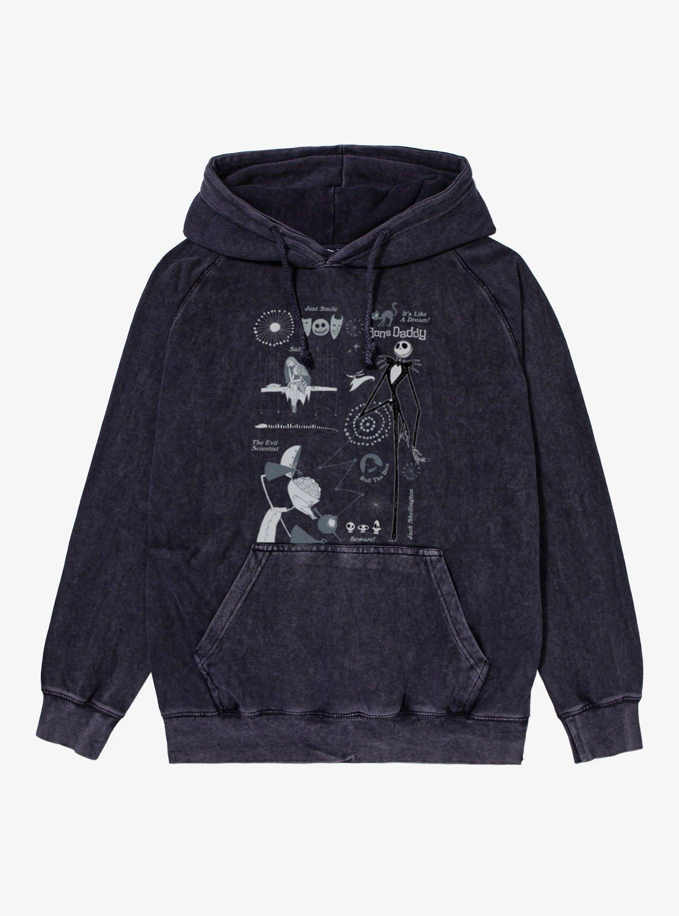 Disney Nightmare Before Christmas Iconic Characters Collage Mineral Wash Hoodie, , hi-res
